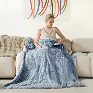 Heated Blanket Electric Blanket 50" x 60" - Cozy Soft Heated Throw with 5 Heating Levels & 3 Hours Auto Off,Machine Washable,ETL & FCC Certification,Over-Heat Protect(Frosty Blue)