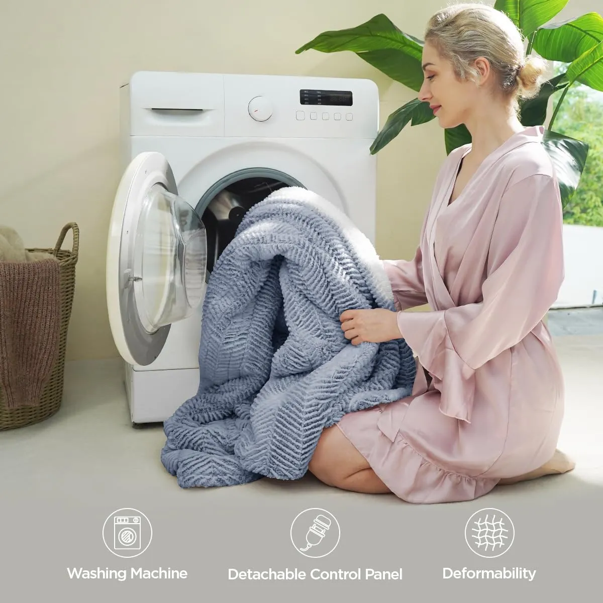 Heated Blanket Electric Blanket 50" x 60" - Cozy Soft Heated Throw with 5 Heating Levels & 3 Hours Auto Off,Machine Washable,ETL & FCC Certification,Over-Heat Protect(Frosty Blue)
