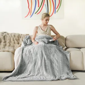 Heated Blanket Electric Blanket 50" x 60" - Cozy Soft Heated Throw with 5 Heating Levels & 3 Hours Auto Off,Machine Washable,ETL & FCC Certification,Over-Heat Protect(Frosty Gray)