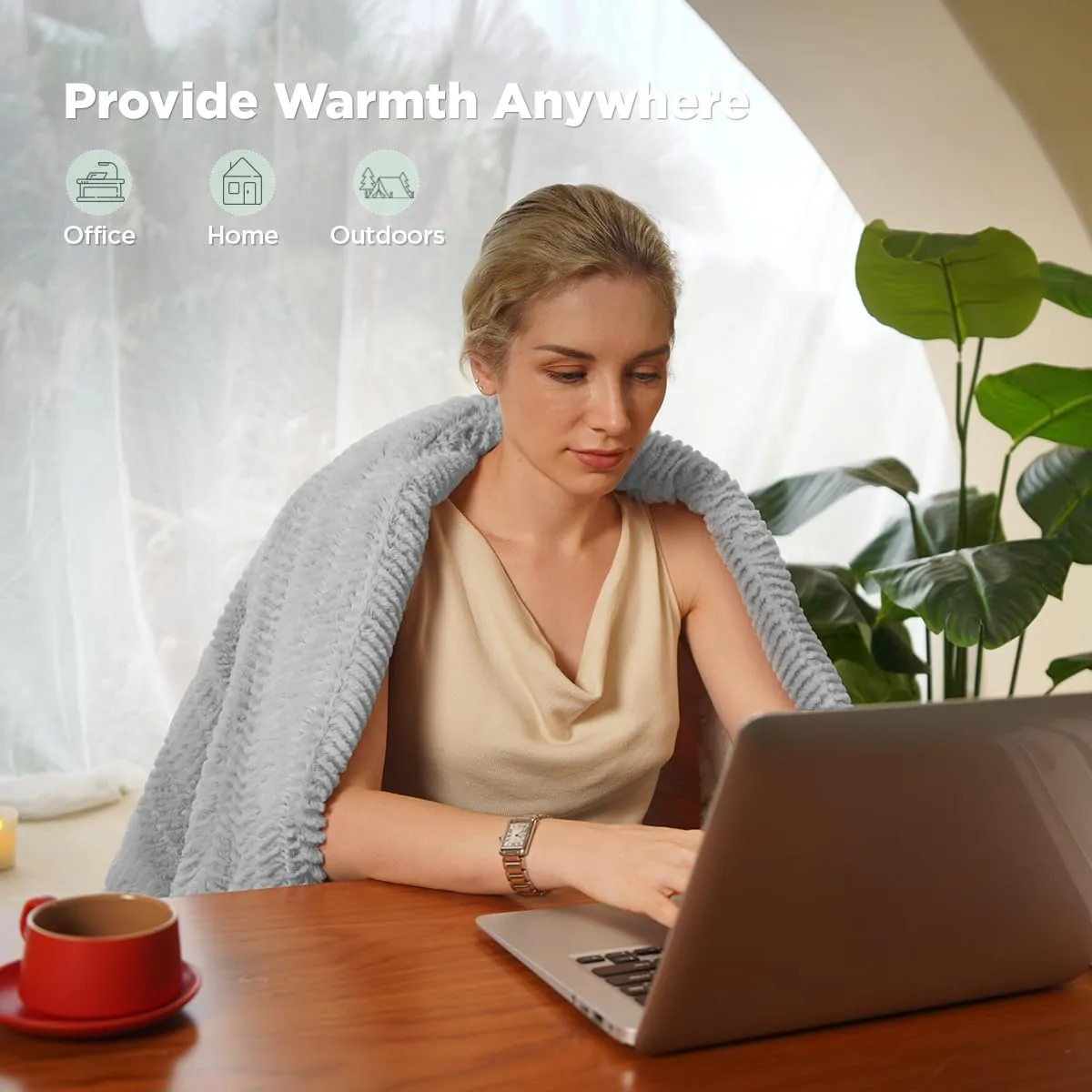 Heated Blanket Electric Blanket 50" x 60" - Cozy Soft Heated Throw with 5 Heating Levels & 3 Hours Auto Off,Machine Washable,ETL & FCC Certification,Over-Heat Protect(Frosty Gray)