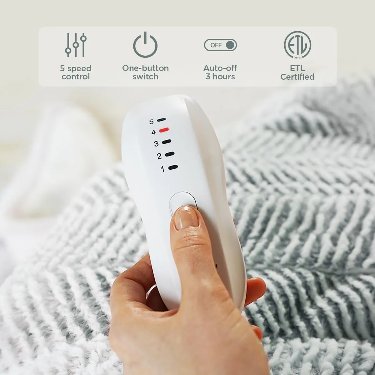Heated Blanket Electric Blanket 50" x 60" - Cozy Soft Heated Throw with 5 Heating Levels & 3 Hours Auto Off,Machine Washable,ETL & FCC Certification,Over-Heat Protect(Frosty Gray)