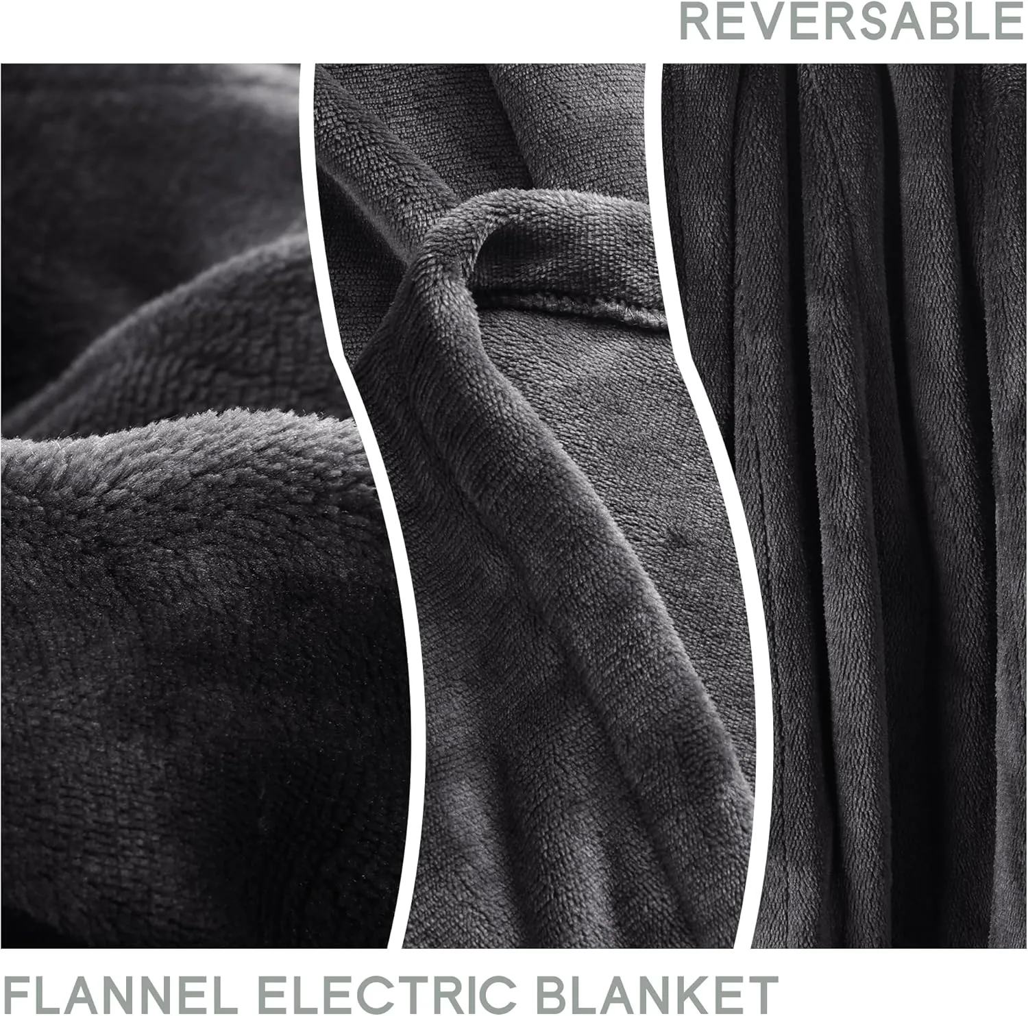 Heated Blanket Electric Blanket Full Size 72''x84'', Soft Flannel Heating Blanket with 10 Hour Auto Off - 5 Heat Settings - Machine Washable - Dark Grey