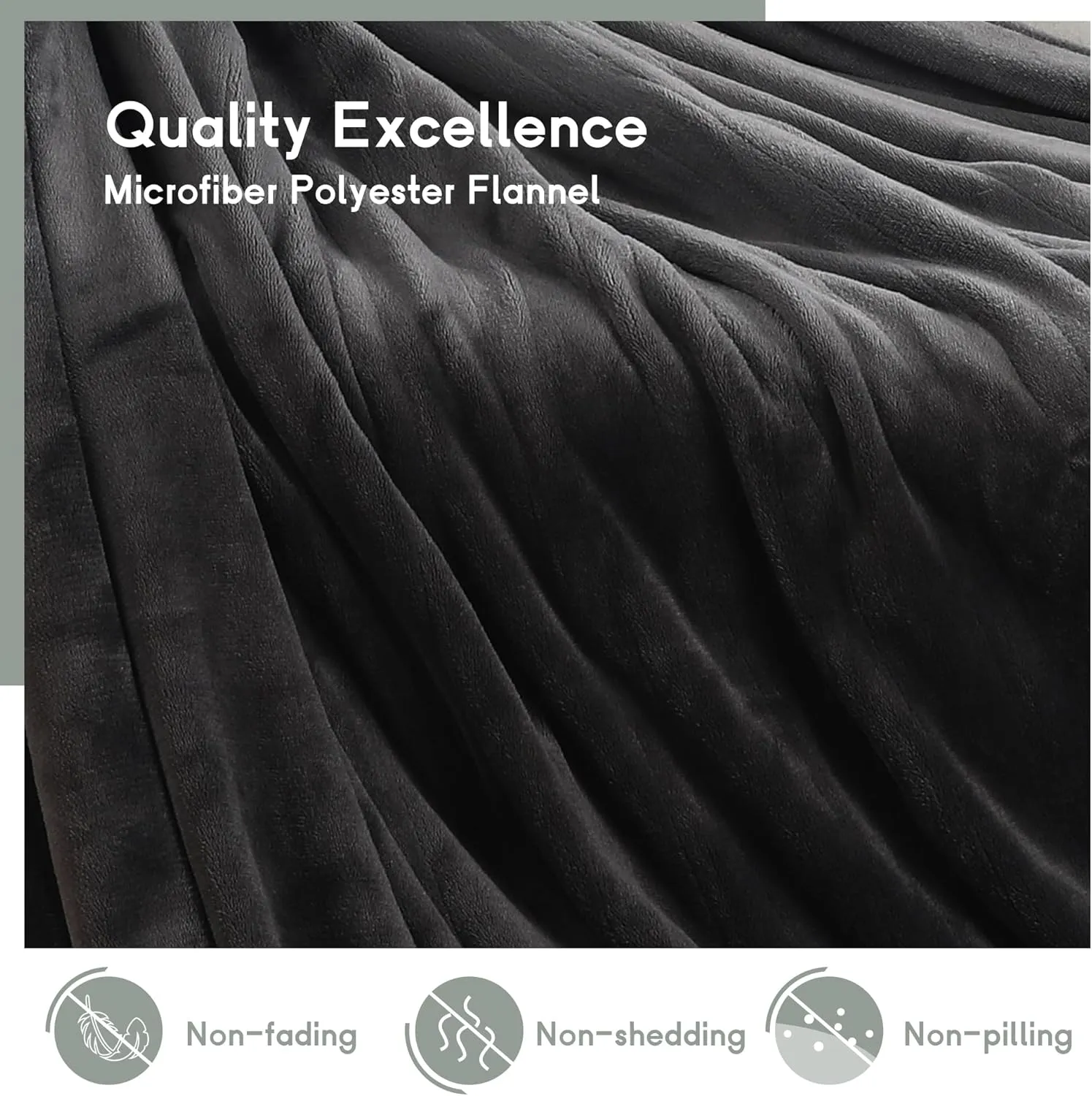 Heated Blanket Electric Blanket Full Size 72''x84'', Soft Flannel Heating Blanket with 10 Hour Auto Off - 5 Heat Settings - Machine Washable - Dark Grey