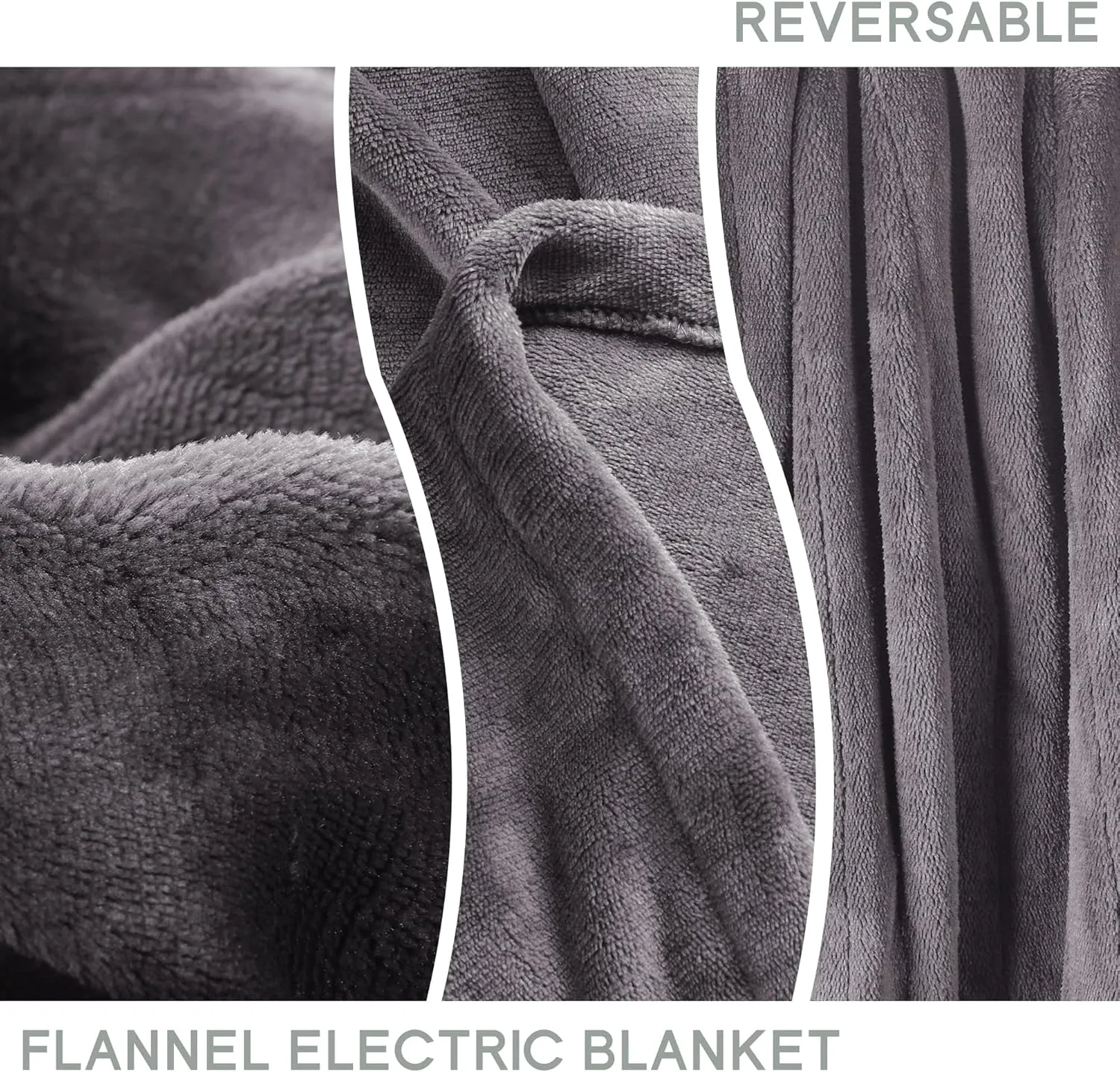 Heated Blanket Electric Blanket Full Size 72''x84'', Soft Flannel Heating Blanket with 10 Hour Auto Off - 5 Heat Settings - Machine Washable - Light Grey