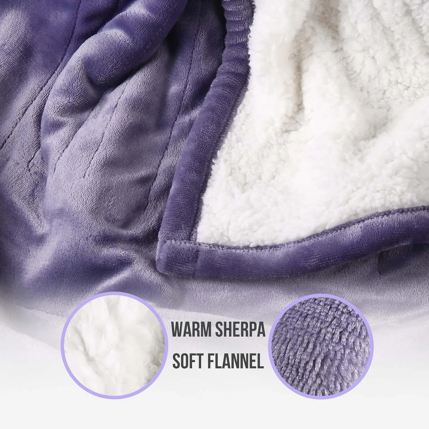 Heated Blanket Electric Blanket Throw - 50"x60" Heating Blanket Throw with 5 Heating Levels Fast Heating, 4 Hours Auto Off & ETL Certified Heated Throw Blanket, Machine Washable, Lavender Purple
