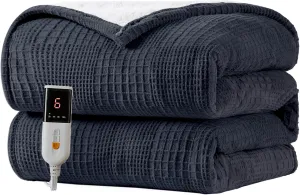 Heated Blanket Electric Blanket Throw 50''X60''-Heating Blanket with 6 Heat Settings-2-10 Hours Auto Off,ETL Certified,Machine Washable (Black)