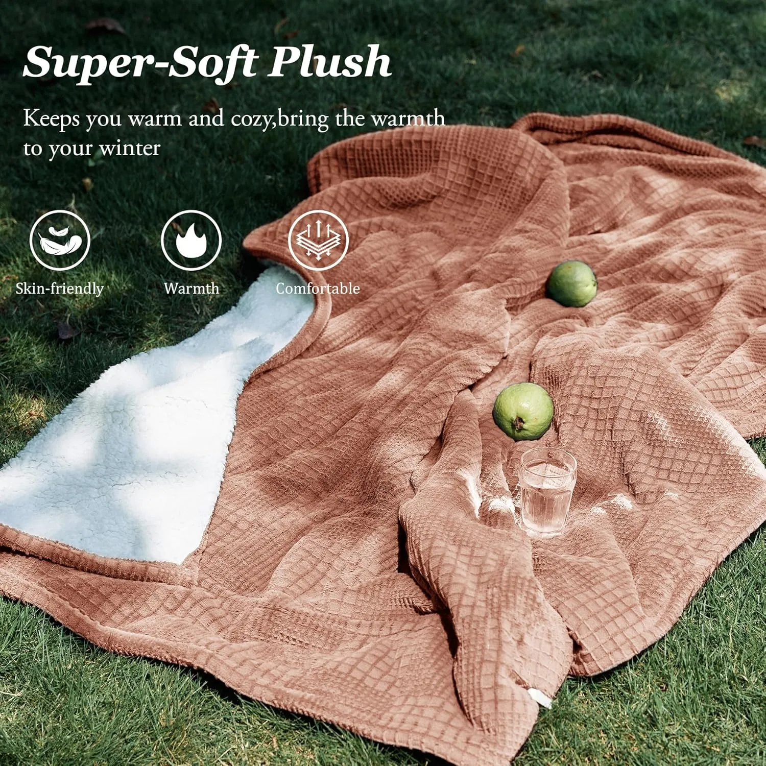 Heated Blanket Electric Blanket Throw 50''X60''-Heating Blanket with 6 Heat Settings-2-10 Hours Auto Off,ETL Certified,Machine Washable (Fog Rose)