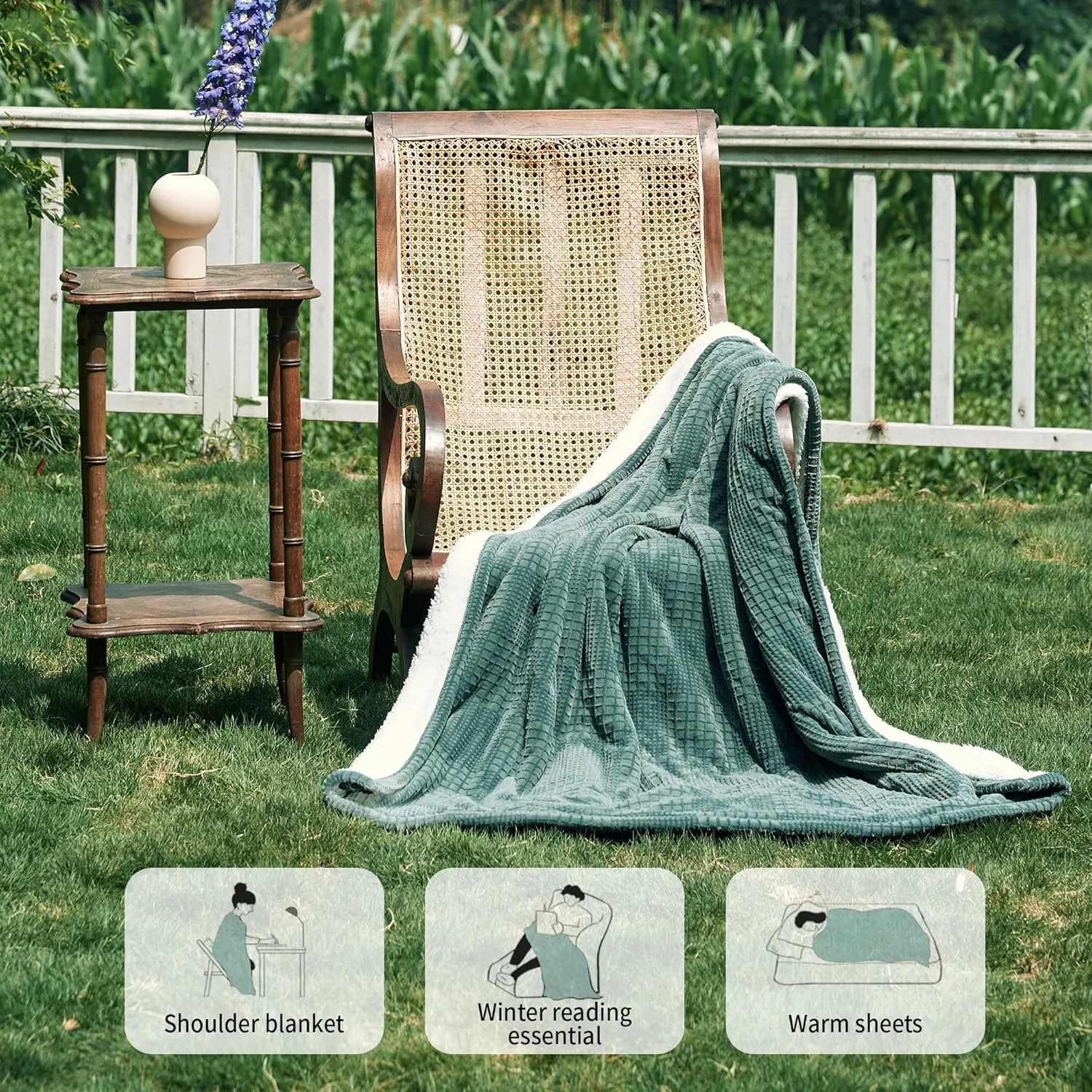 Heated Blanket Electric Blanket Throw 50''X60''-Heating Throw with 6 Heat Settings-2-10 Hours Auto Off,ETL Certified,Machine Washable (Green)