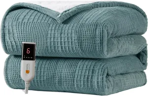 Heated Blanket Electric Blanket Throw 50''X60''-Heating Throw with 6 Heat Settings-2-10 Hours Auto Off,ETL Certified,Machine Washable (Green)
