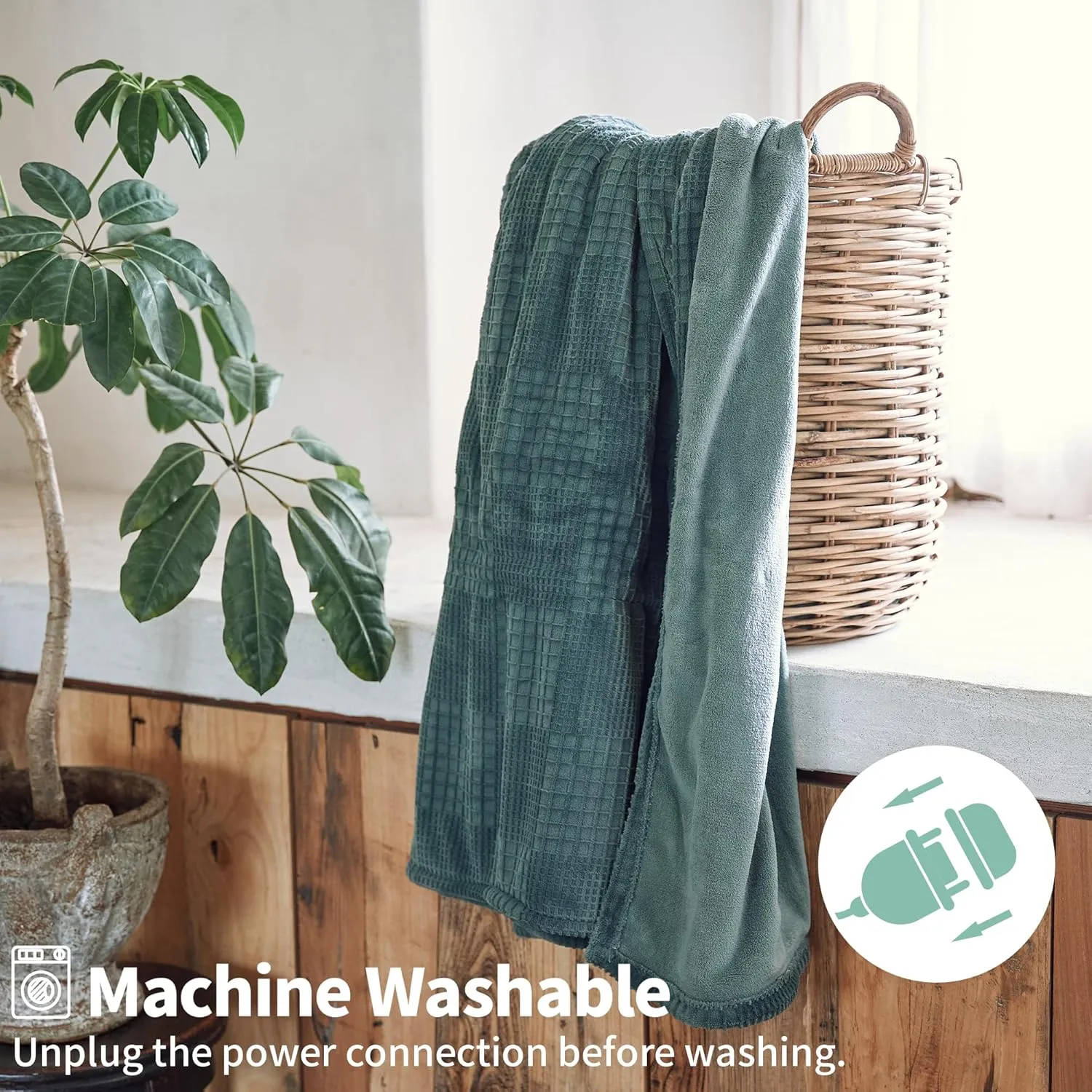 Heated Blanket Electric Blanket Throw 50''X60''-Heating Throw with 6 Heat Settings-2-10 Hours Auto Off,ETL Certified,Machine Washable (Green)