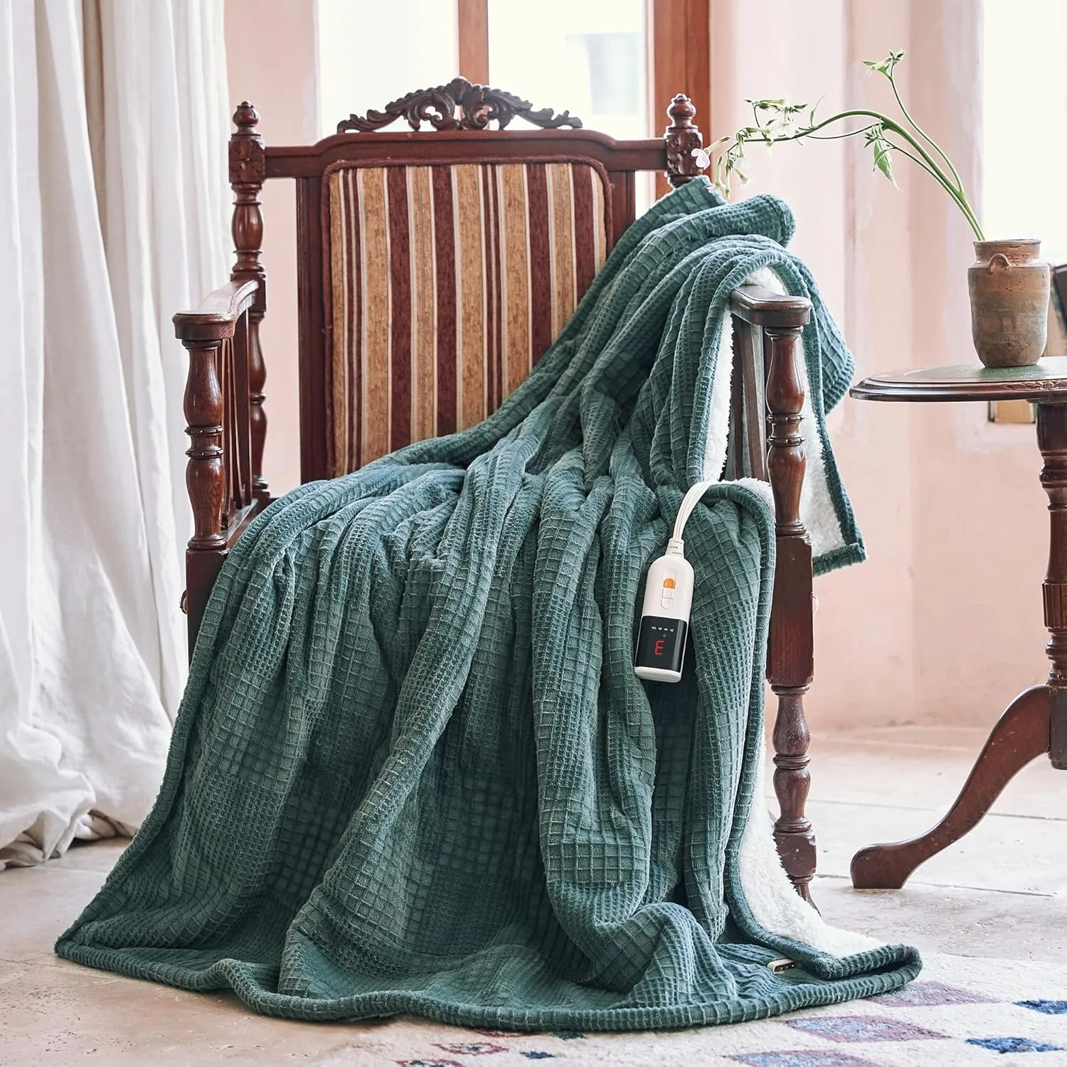 Heated Blanket Electric Blanket Throw 50''X60''-Heating Throw with 6 Heat Settings-2-10 Hours Auto Off,ETL Certified,Machine Washable (Green)
