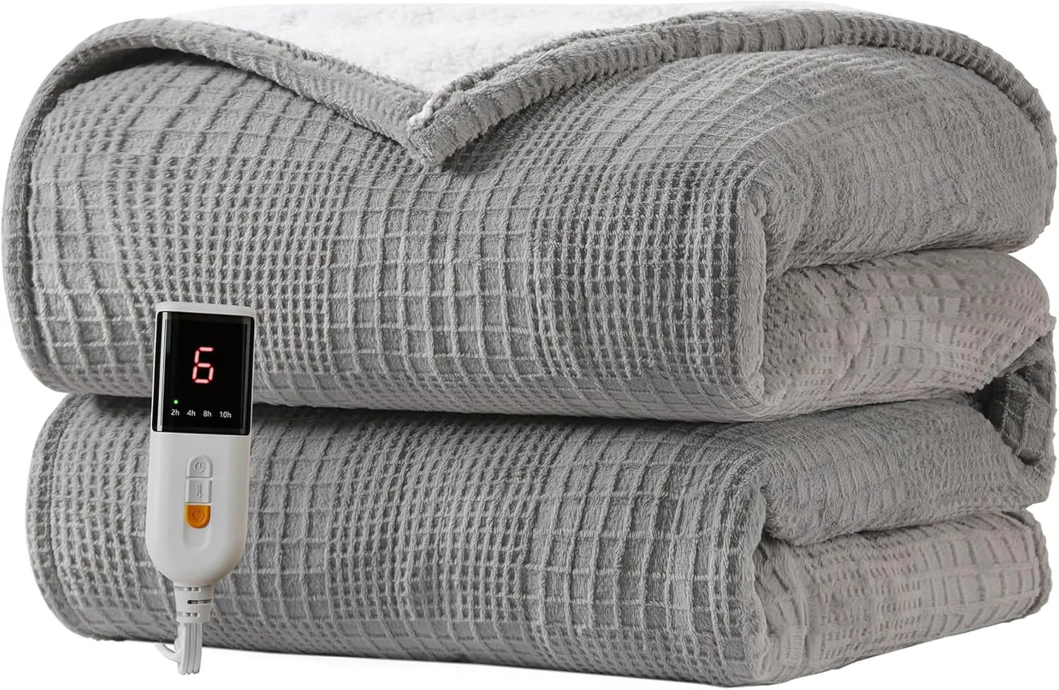 Heated Blanket Electric Blanket Throw 50''X60''-Heating Throw with 6 Heat Settings-2-10 Hours Auto Off,ETL Certified,Machine Washable (Grey)