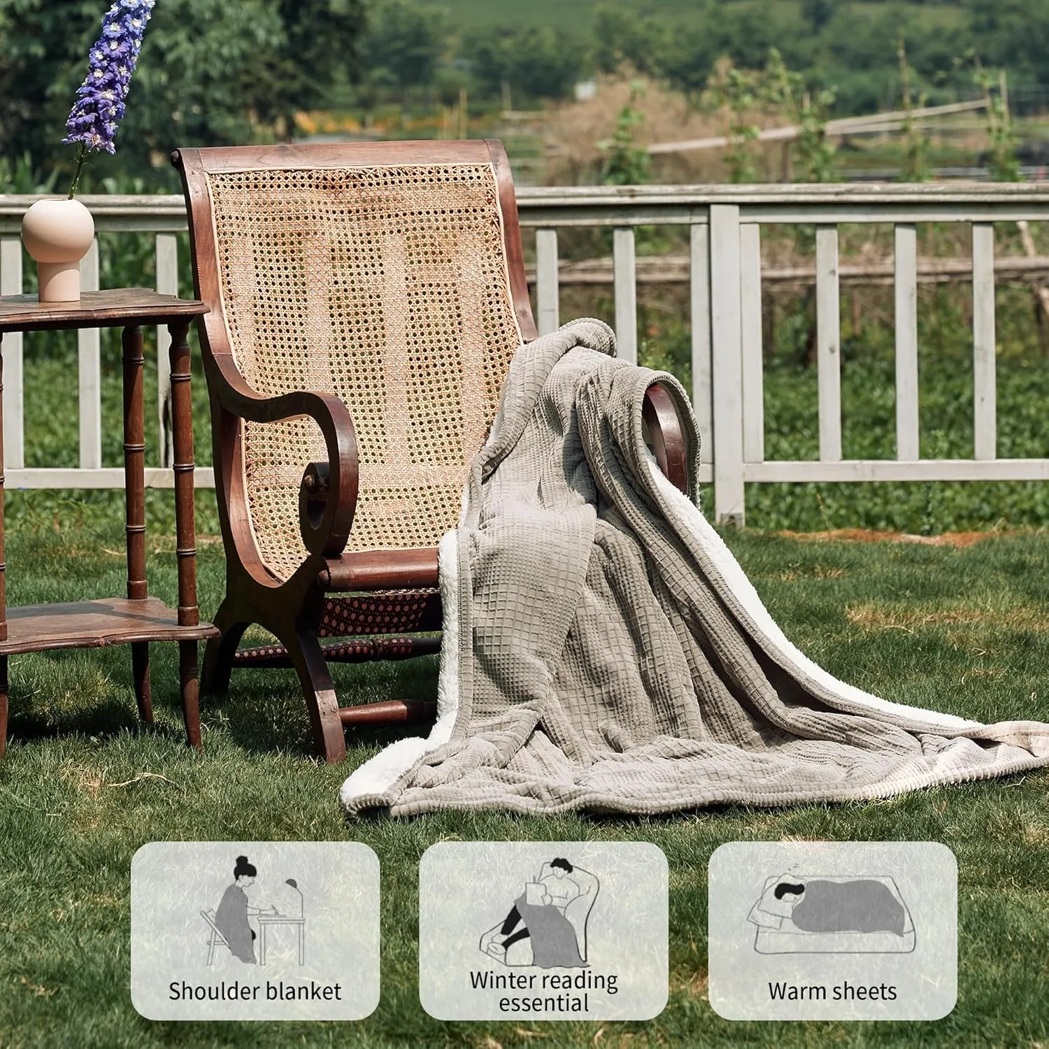 Heated Blanket Electric Blanket Throw 50''X60''-Heating Throw with 6 Heat Settings-2-10 Hours Auto Off,ETL Certified,Machine Washable (Grey)