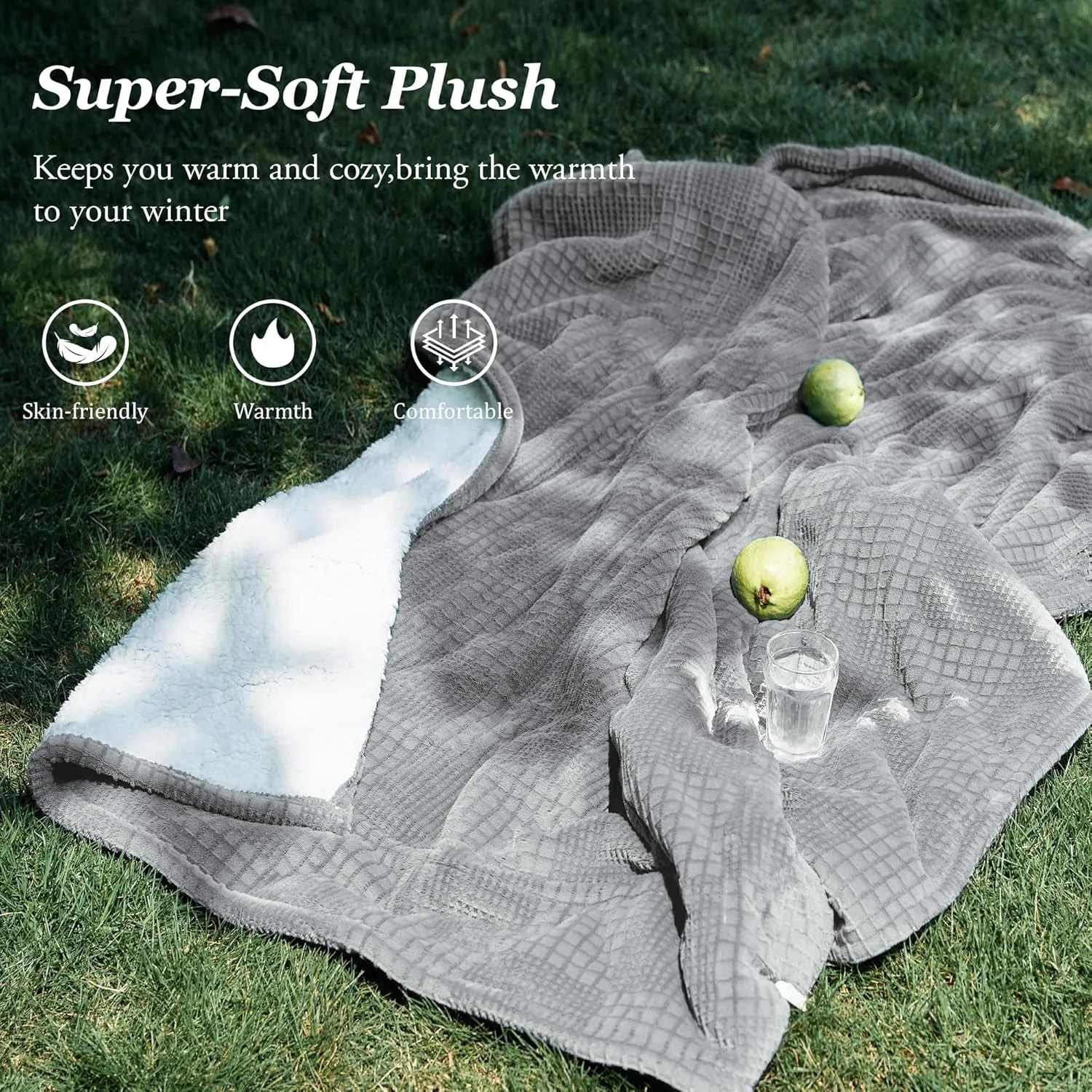 Heated Blanket Electric Blanket Throw 50''X60''-Heating Throw with 6 Heat Settings-2-10 Hours Auto Off,ETL Certified,Machine Washable (Grey)