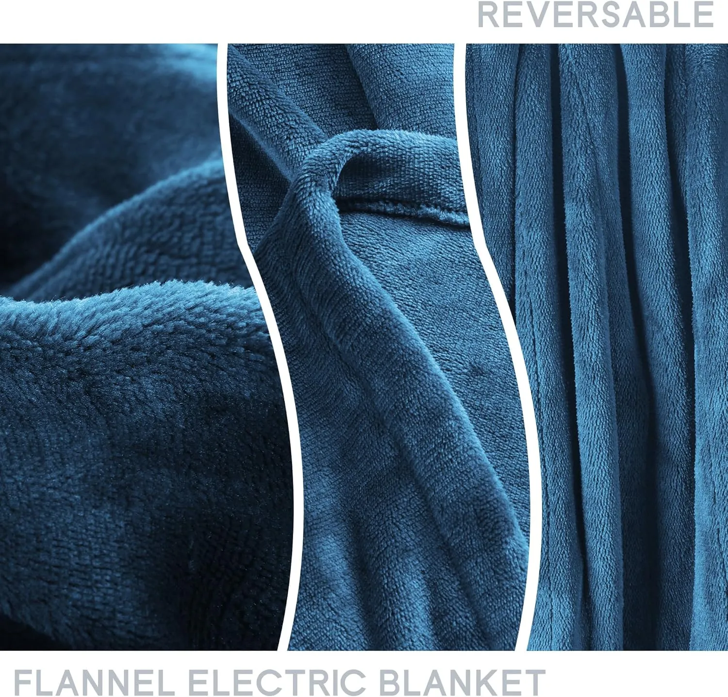 Heated Blanket Electric Blanket Twin Size 62''x84'', 4 Heating Levels 10 Hrs Auto Shut Off Soft Warmer Flannel Blanket ETL Certification - Blue