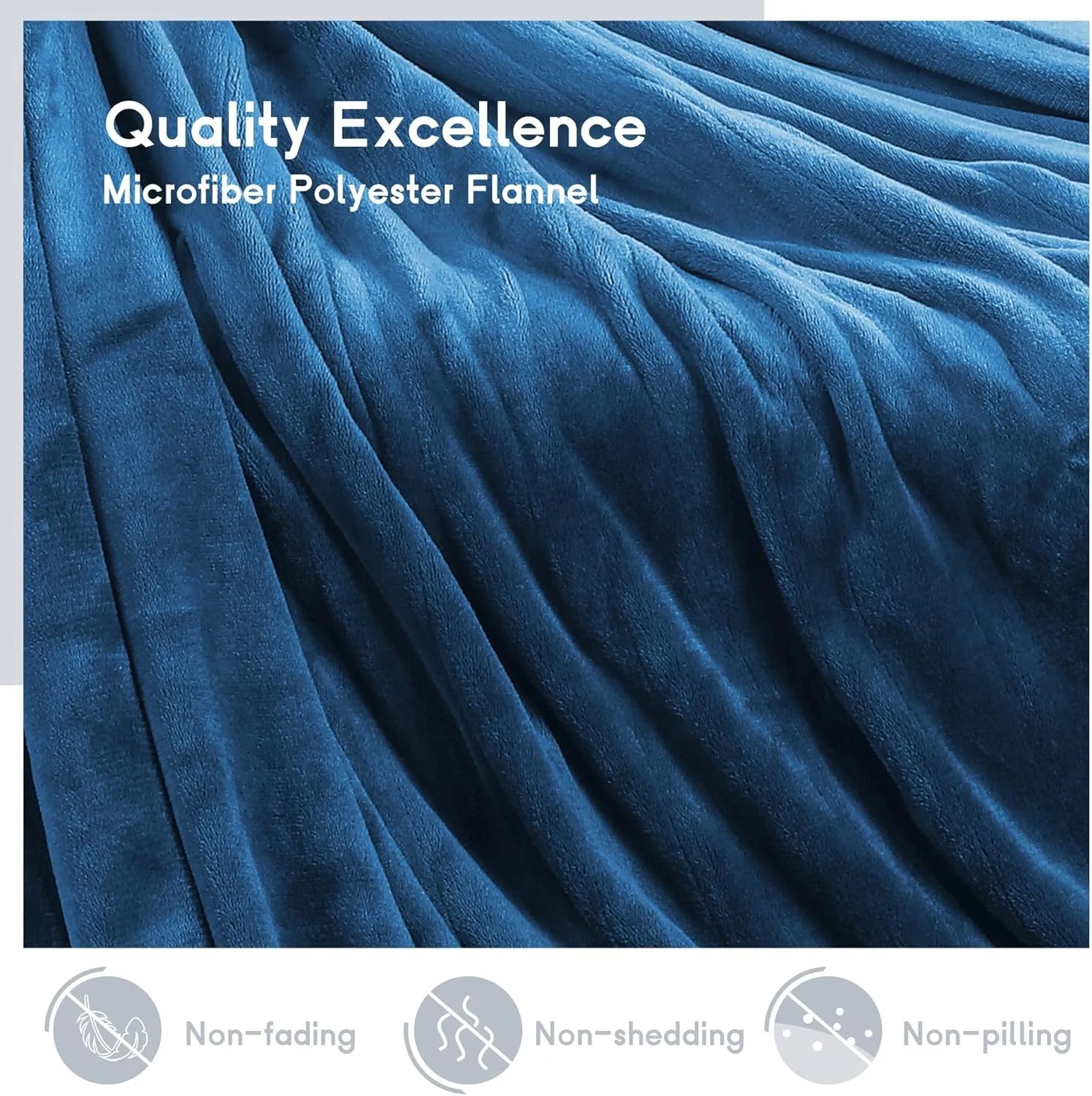 Heated Blanket Electric Blanket Twin Size 62''x84'', 4 Heating Levels 10 Hrs Auto Shut Off Soft Warmer Flannel Blanket ETL Certification - Blue