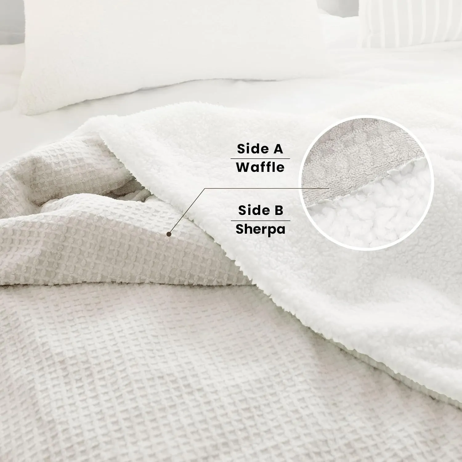 Heated Blanket Electric Blanket Twin Waffle, 62x84 Inches Sherpa Fleece Fast Heating Blanket 6 Heating Levels & 10 Hours Auto Off ETL Certification, Light Gray Twin