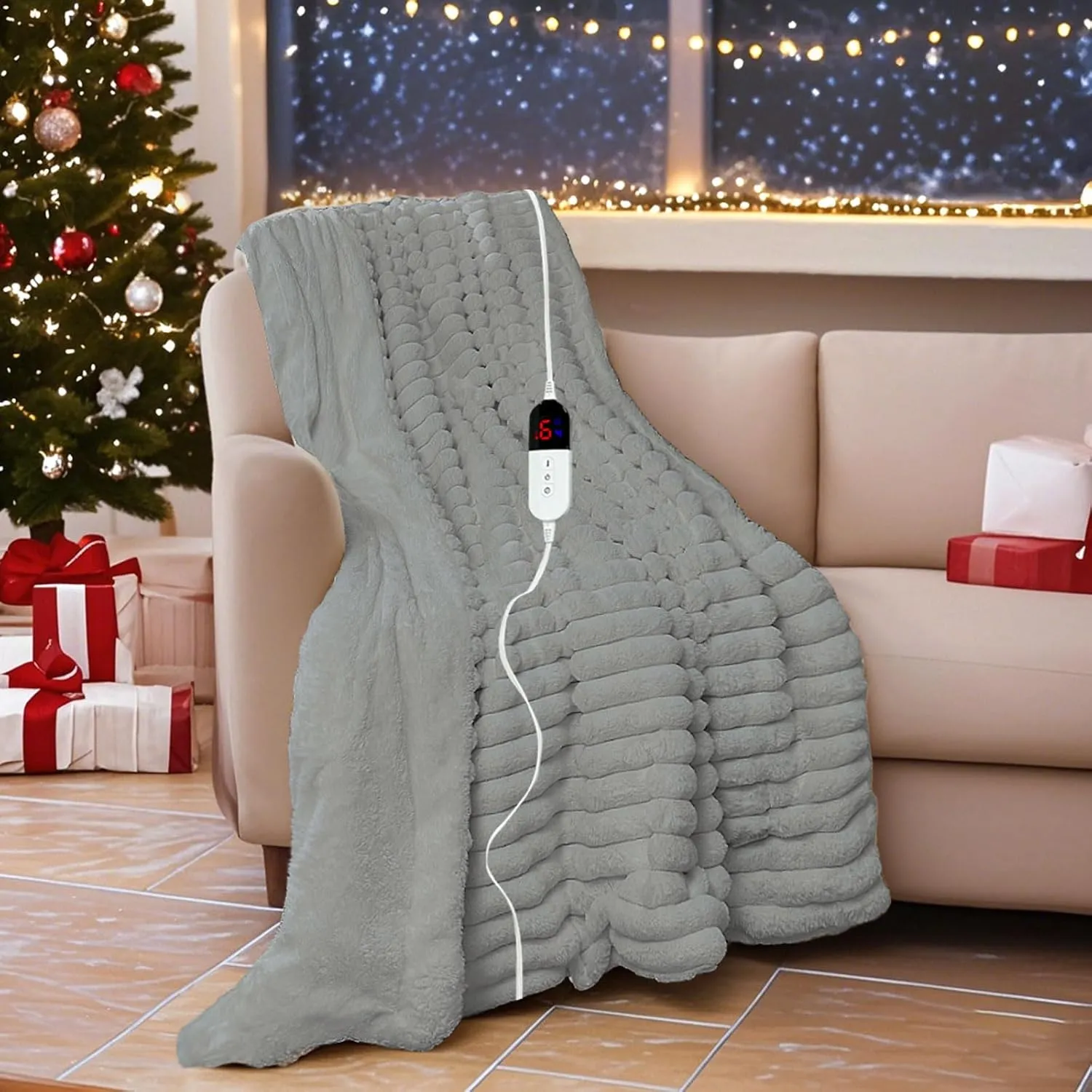 Heated Blanket - Electric Blanket with Dual Controller 6 Heating Levels & 10 Hour Auto Off Fast Heating Blanket, ETL Certified (84X90 Inch,Light Gray)