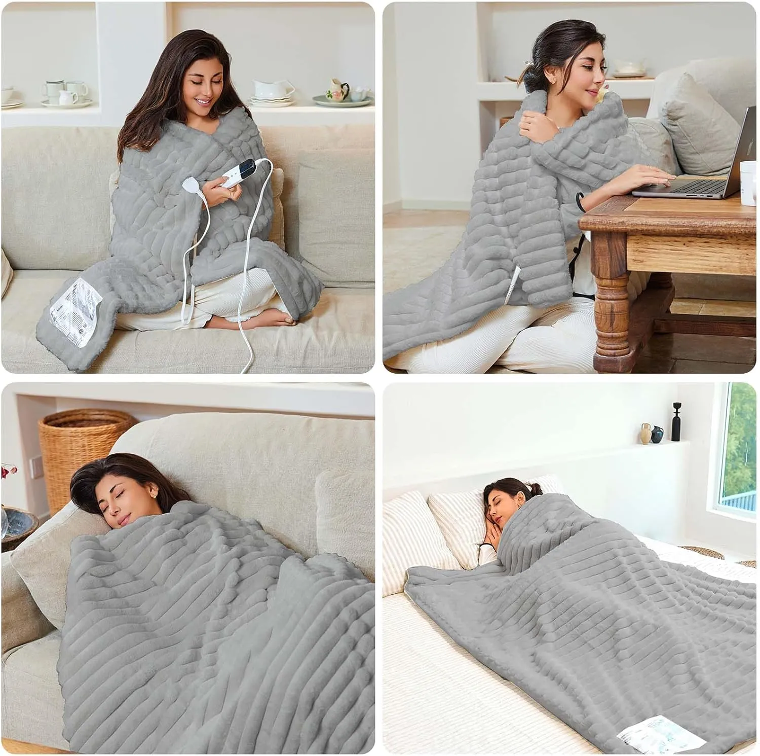 Heated Blanket - Electric Blanket with Dual Controller 6 Heating Levels & 10 Hour Auto Off Fast Heating Blanket, ETL Certified (84X90 Inch,Light Gray)