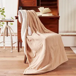 Heated Blanket-Electric Blanket,50"x60" Soft Heated Throw Blanket with 5 Heating Levels & 3 Hours auto-Off,Over-Heat Protection Fast-Heating,Machine Washable(Almond)