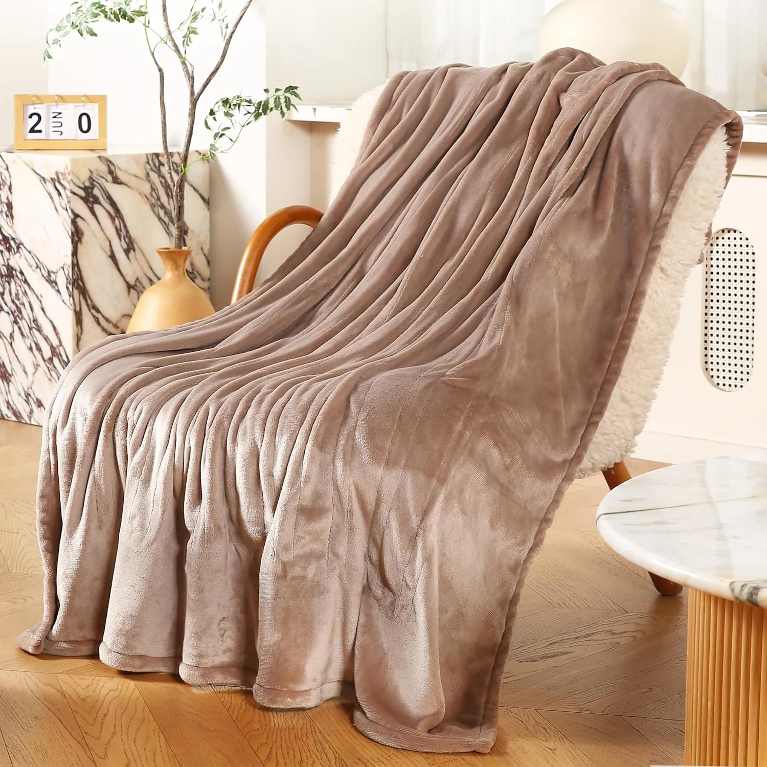 Heated Blanket Electric Throw, 50" x 60" Electric Blanket with 5 Heating Levels & 4 Hours Timer, Soft Cozy Flannel Heating Throw Blanket with Overheating Protection for Home Office Use
