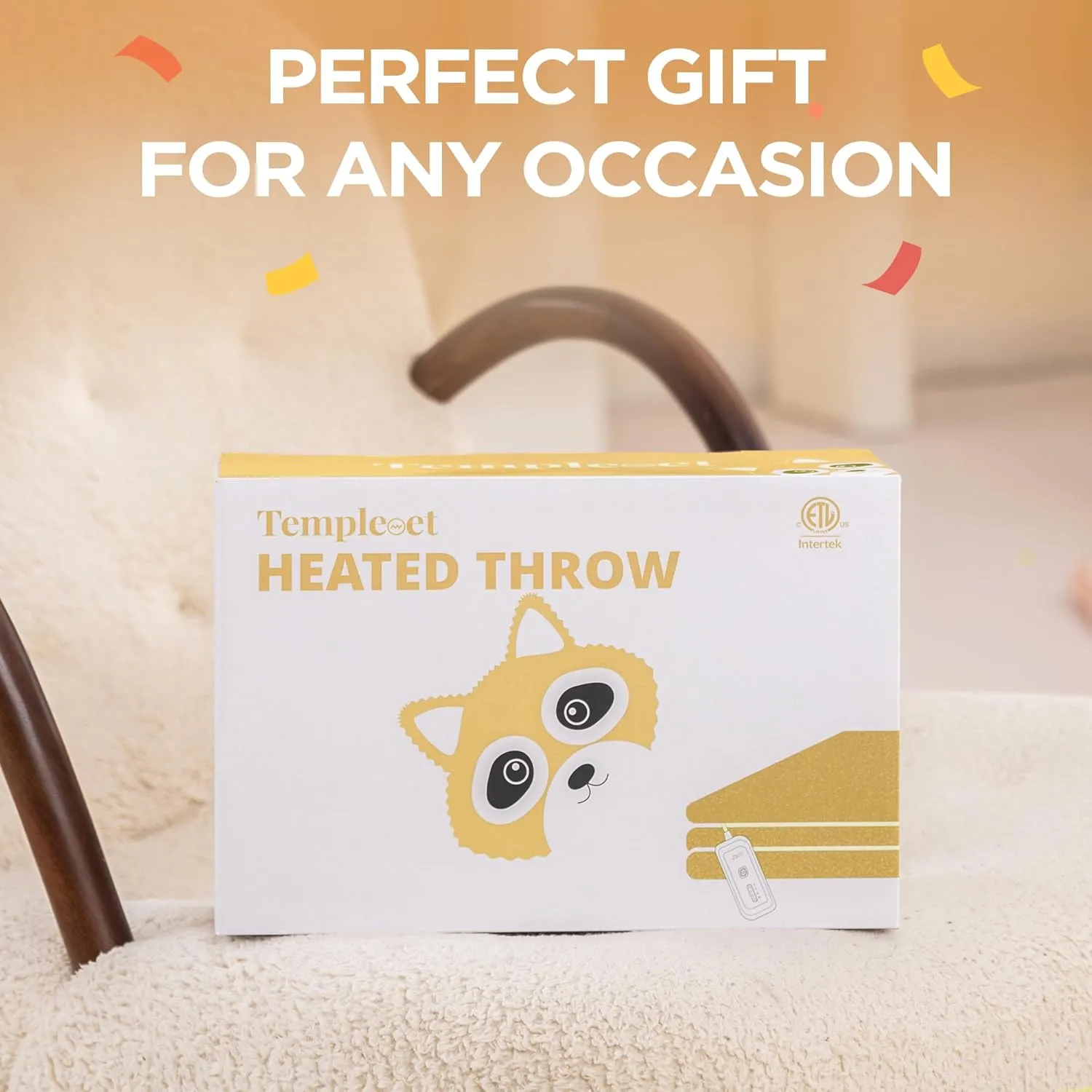 Heated Blanket Electric Throw 50" x 60" -Heated Throw Blanket with 4 Heating Levels & 3 Hours Auto Off,Machine Washable,ETL & FCC Certification,Over-Heat Protect（Cheesy Yellow）
