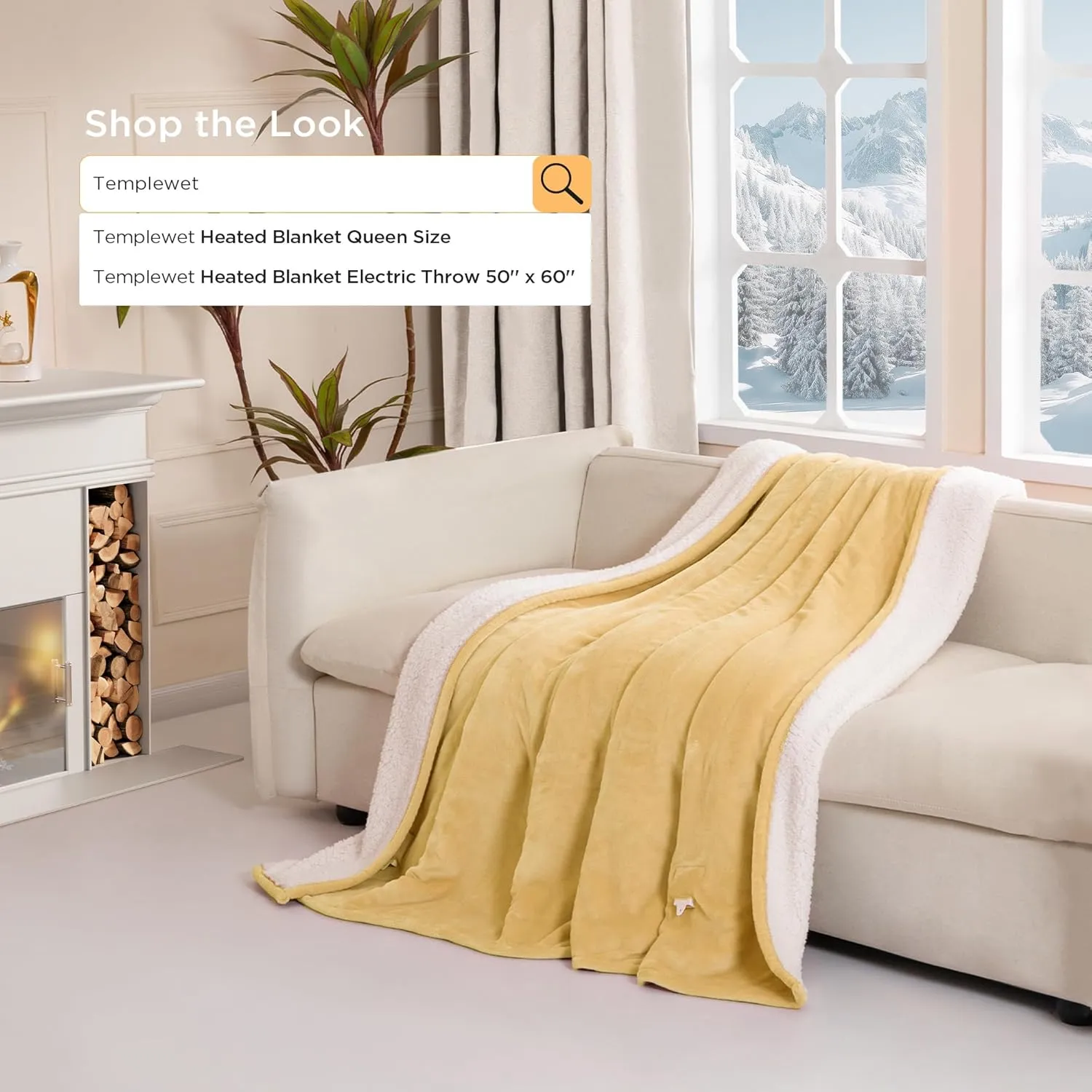 Heated Blanket Electric Throw 50" x 60" -Heated Throw Blanket with 4 Heating Levels & 3 Hours Auto Off,Machine Washable,ETL & FCC Certification,Over-Heat Protect（Cheesy Yellow）