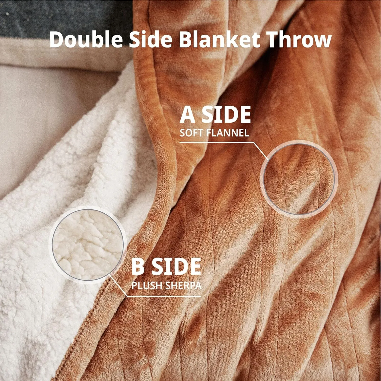 Heated Blanket Electric Throw 50" x 60" -Heated Throw Blanket with 4 Heating Levels & 3 Hours Auto Off,Machine Washable,ETL & FCC Certification,Over-Heat Protect（Cocoa Brown）