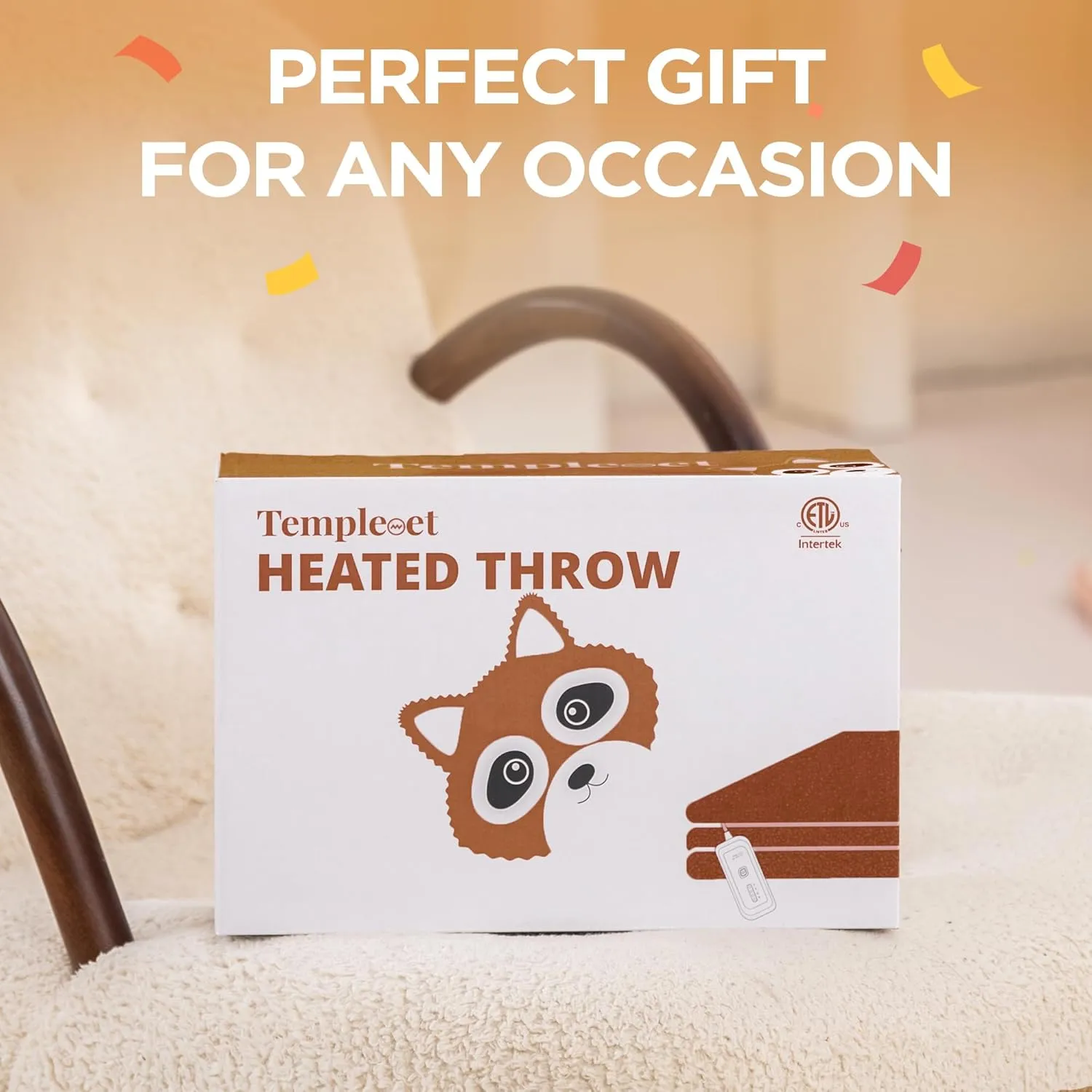 Heated Blanket Electric Throw 50" x 60" -Heated Throw Blanket with 4 Heating Levels & 3 Hours Auto Off,Machine Washable,ETL & FCC Certification,Over-Heat Protect（Cocoa Brown）