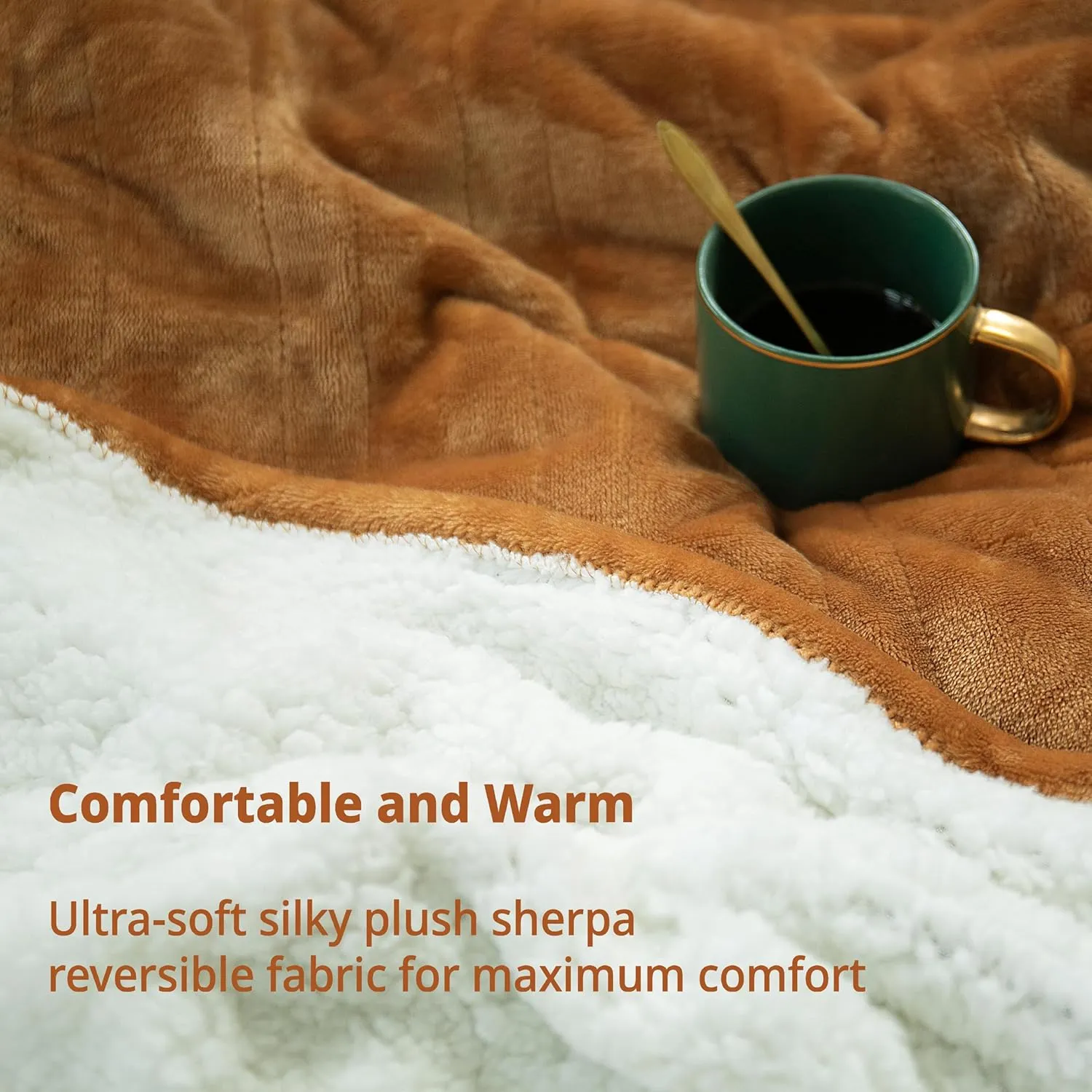 Heated Blanket Electric Throw 50" x 60" -Heated Throw Blanket with 4 Heating Levels & 3 Hours Auto Off,Machine Washable,ETL & FCC Certification,Over-Heat Protect（Cocoa Brown）