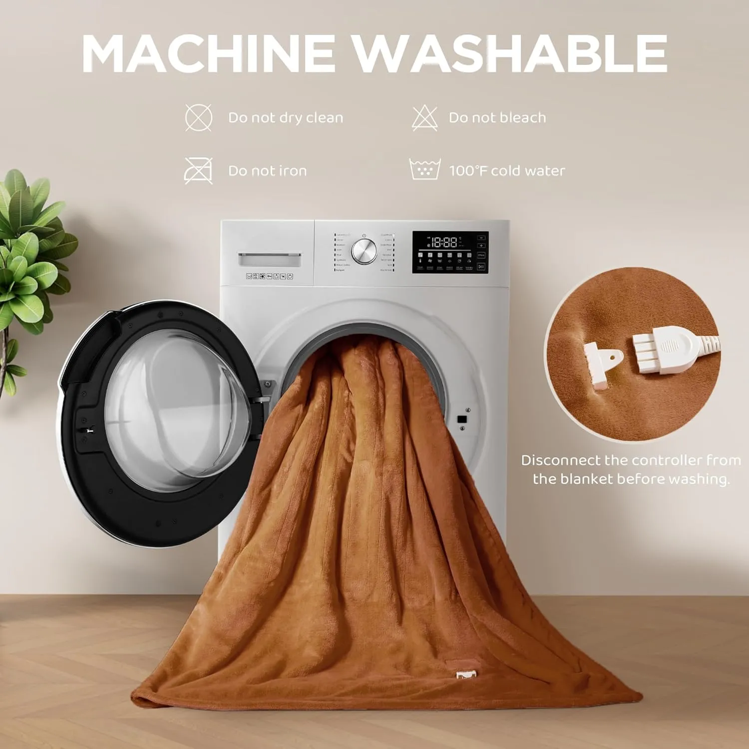 Heated Blanket Electric Throw 50" x 60" -Heated Throw Blanket with 4 Heating Levels & 3 Hours Auto Off,Machine Washable,ETL & FCC Certification,Over-Heat Protect（Cocoa Brown）