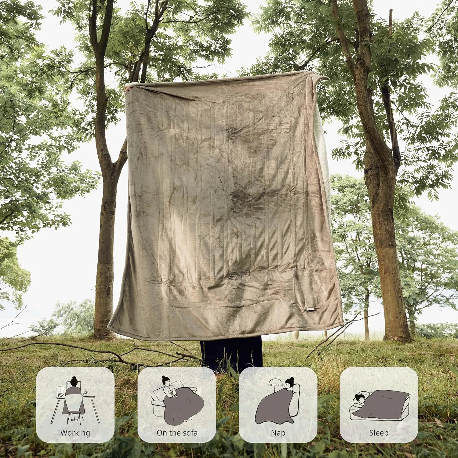 Heated Blanket Electric Throw 50" x 60" -Heated Throw Blanket with 4 Heating Levels & 3 Hours Auto Off,Machine Washable,ETL & FCC Certification,Over-Heat Protect（Dark Gray）