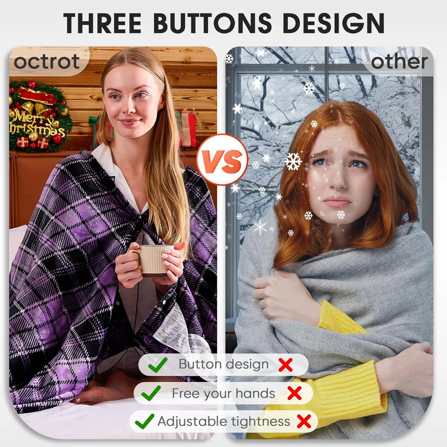 Heated Blanket Electric Throw, 50X60, Heating Throw with 10 Heating Levels & 8 Hours Auto Off, Purple Plaid Checkered Sherpa Blanket Warmer for Adults, Couch Bed Office Use, Fast Heating Washable, ETL