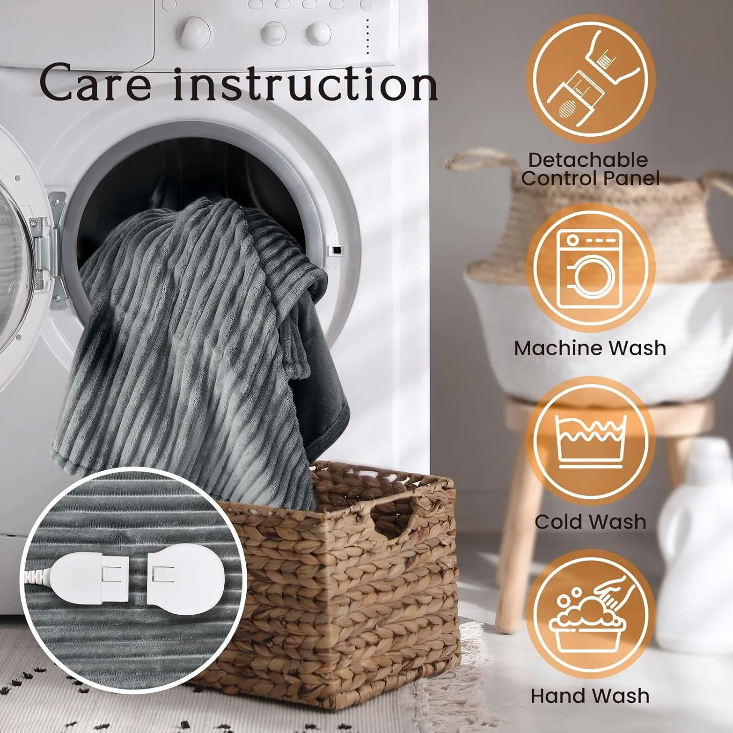 Heated Blanket Electric Throw, 50x60 Inches Sherpa Fleece Fast Heating Blanket 6 Heating Levels & 4 Hours Auto Off ETL Certification,Striped-Grey Throw