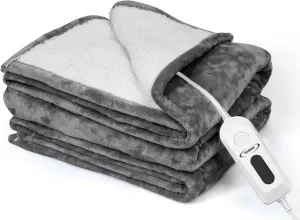 Heated Blanket Electric Throw Blanket- 50''x60'' Heating Blanket Throw 4 Hours Auto-Off & 4 Heating Levels Over-Heat Protection, Machine Washable Flannel Sherpa,Electric ETL Certification