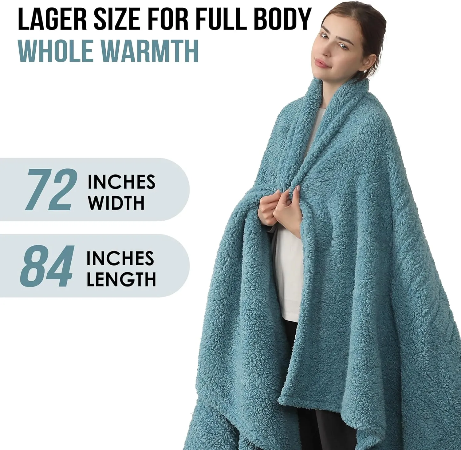 Heated Blanket Full Size Electric Heating Blanket with 6 Heating Levels & 1-10 Hours Adjustable Timer, Soft Cozy Sherpa Washable with ETL Certified for Whole Body, 72"X84", Slate Blue