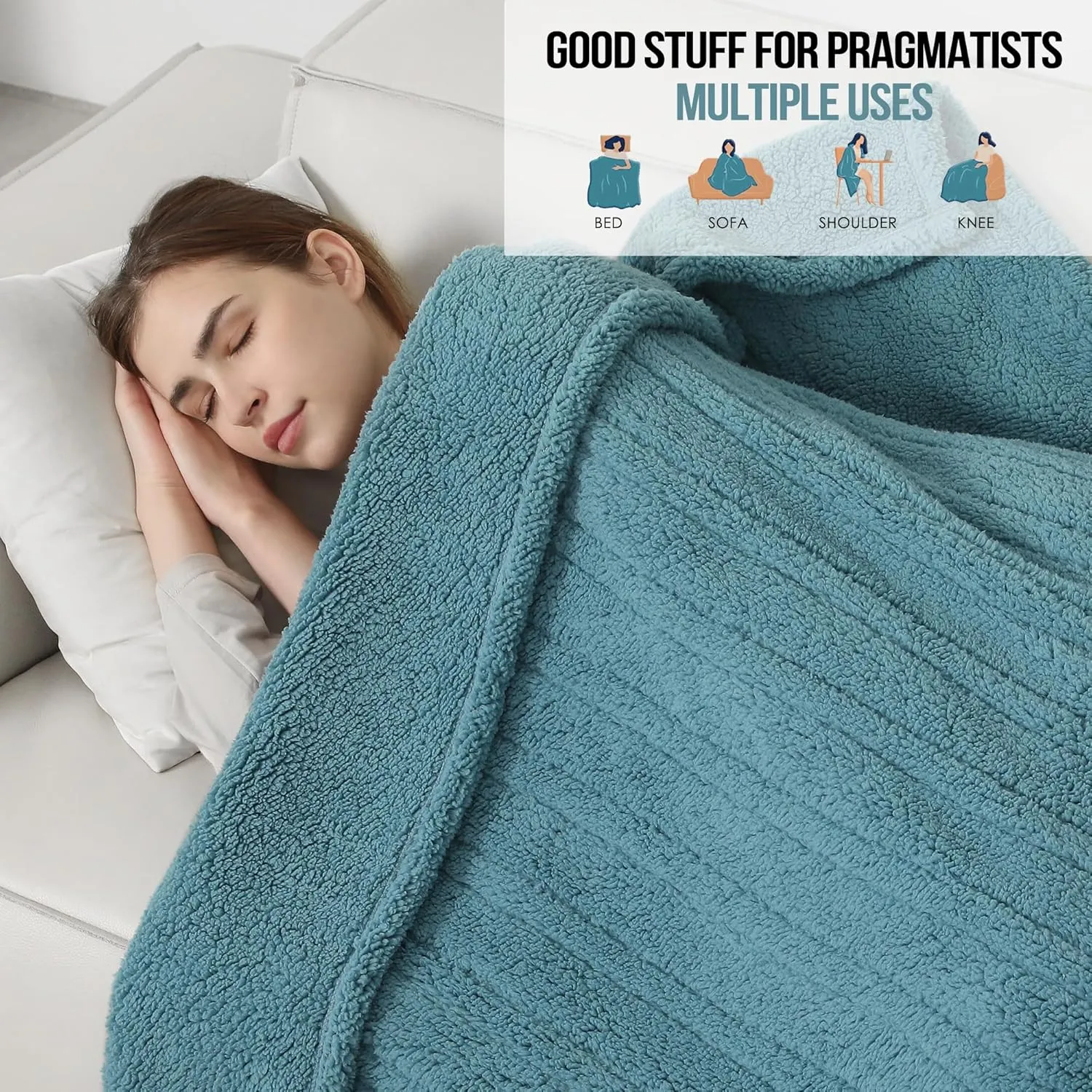 Heated Blanket Full Size Electric Heating Blanket with 6 Heating Levels & 1-10 Hours Adjustable Timer, Soft Cozy Sherpa Washable with ETL Certified for Whole Body, 72"X84", Slate Blue