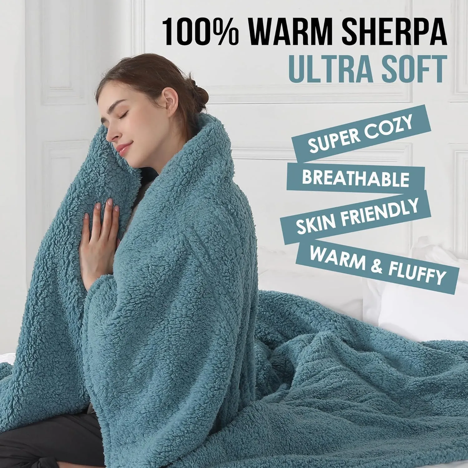 Heated Blanket Full Size Electric Heating Blanket with 6 Heating Levels & 1-10 Hours Adjustable Timer, Soft Cozy Sherpa Washable with ETL Certified for Whole Body, 72"X84", Slate Blue