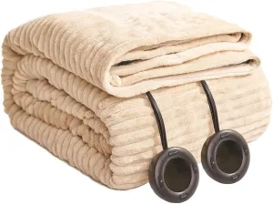 Heated Blanket Queen Size 84"x90",ETL Certification-6 Heating Levels Electric Blanket&1-10 Hour Auto Off,Heating Blanket with Dual Controller(Beige)