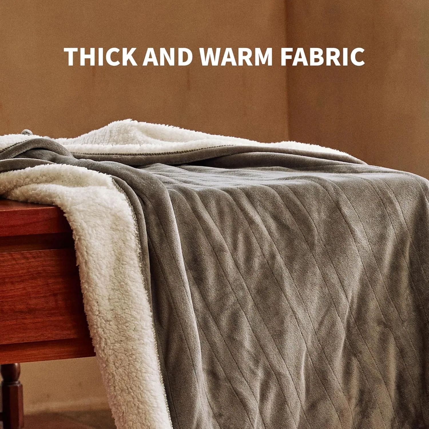 Heated Blanket Throw 50"x60" - Machine Washable Electric Throw Blanket Office Heated Throw Blanket with ETL & FCC Certification 5 Heating Levels 3 Hour Auto-Off Overheat Protection (Grey)