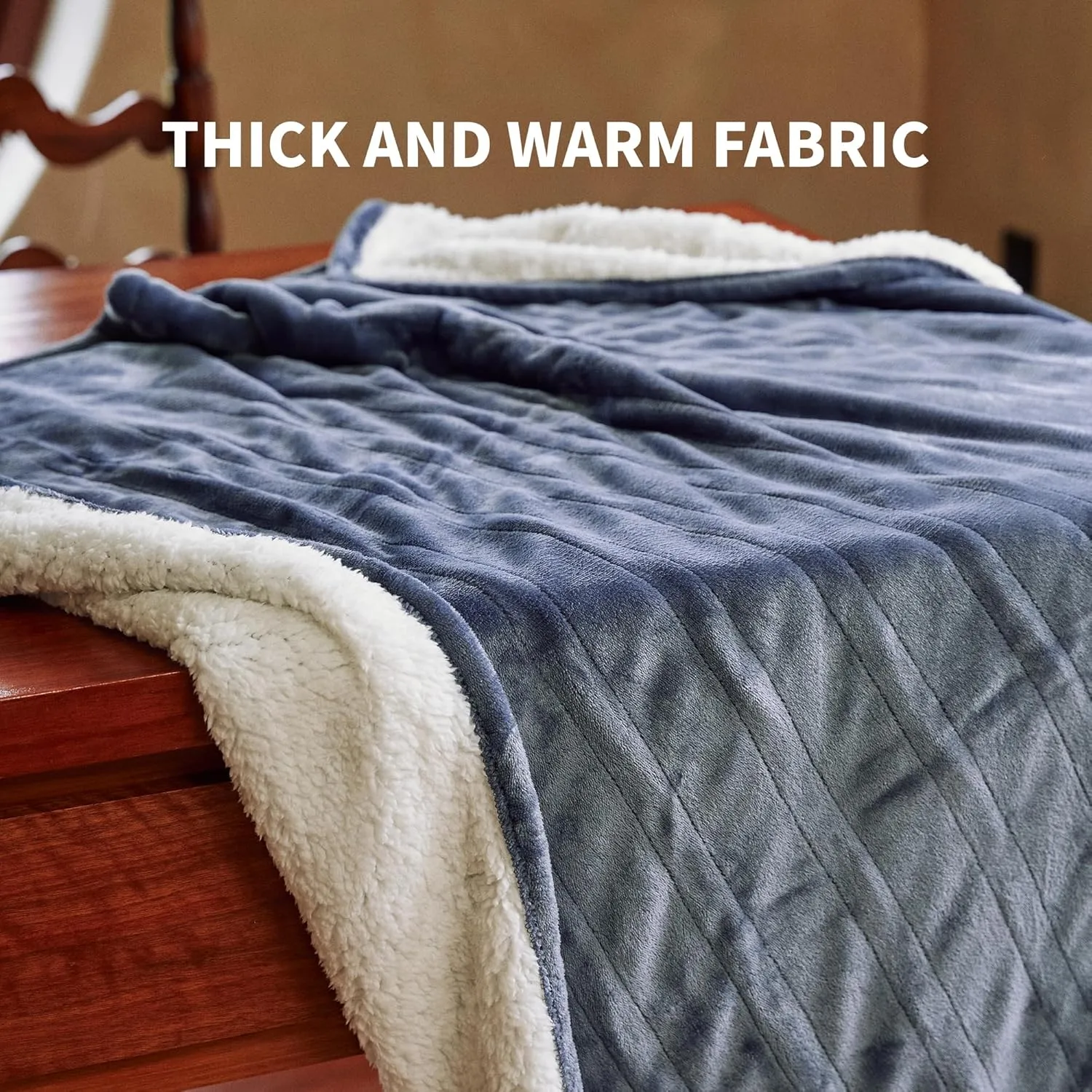Heated Blanket Throw 50"x60" - Machine Washable Electric Throw Blanket Office Heated Throw Blanket with ETL & FCC Certification 5 Heating Levels 3 Hour Auto-Off Overheat Protection(Blue)