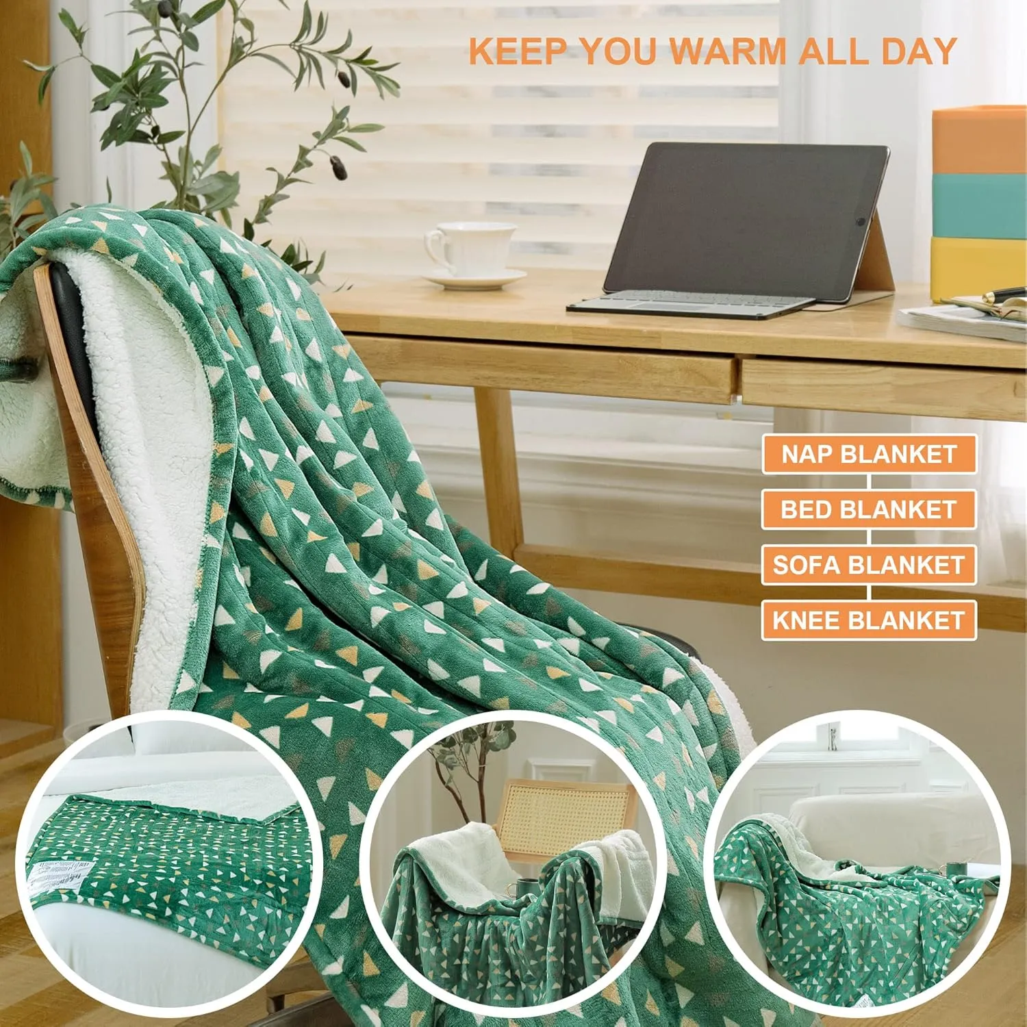 Heated Blanket Throw 50"x60" - Machine Washable Electric Throw Blanket Printed Heated Throw Blanket with ETL & FCC Certification 4 Heating Levels 3 Hours Auto-Off Overheat Protection (Delta)