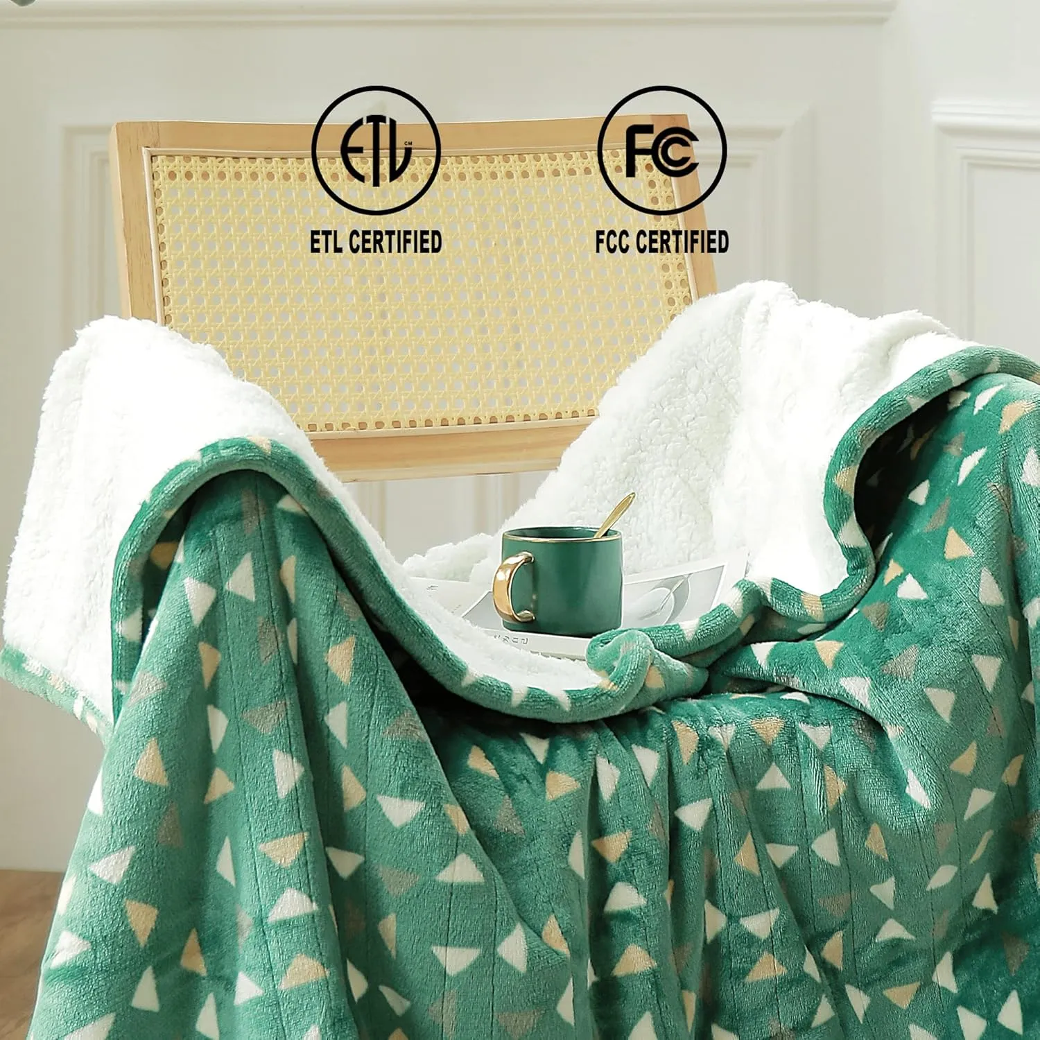 Heated Blanket Throw 50"x60" - Machine Washable Electric Throw Blanket Printed Heated Throw Blanket with ETL & FCC Certification 4 Heating Levels 3 Hours Auto-Off Overheat Protection (Delta)