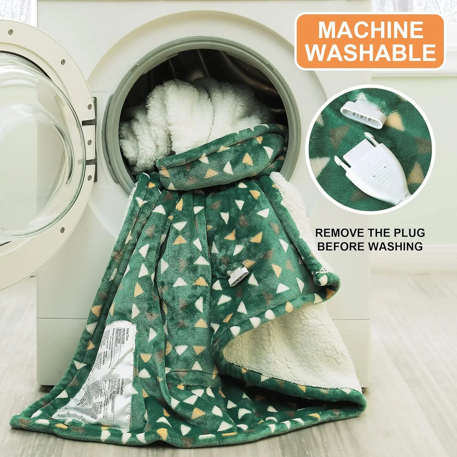 Heated Blanket Throw 50"x60" - Machine Washable Electric Throw Blanket Printed Heated Throw Blanket with ETL & FCC Certification 4 Heating Levels 3 Hours Auto-Off Overheat Protection (Delta)