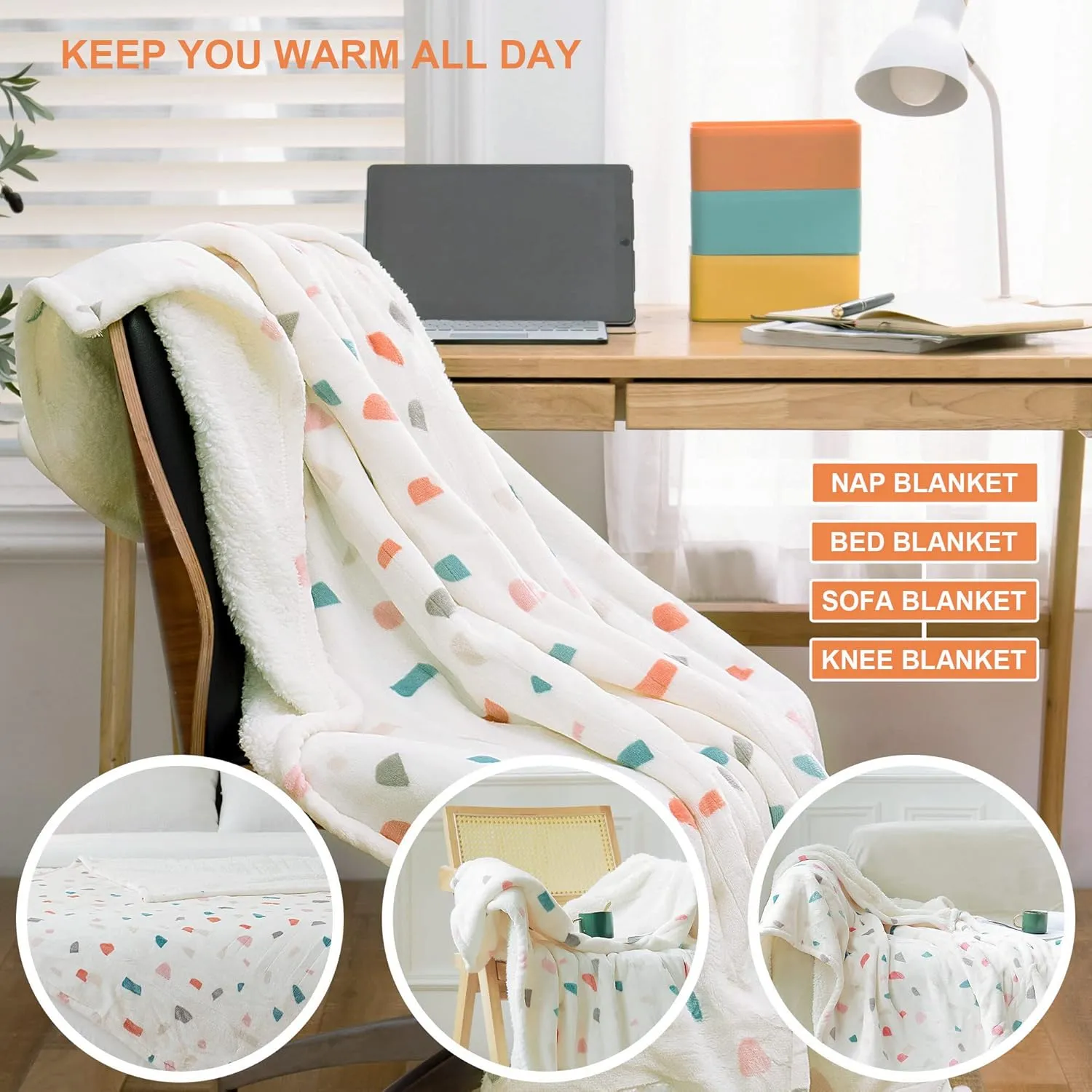 Heated Blanket Throw 50"x60" - Machine Washable Electric Throw Blanket Printed Heated Throw Blanket with ETL & FCC Certification 4 Heating Levels 3 Hours Auto-Off Overheat Protection (Stone)