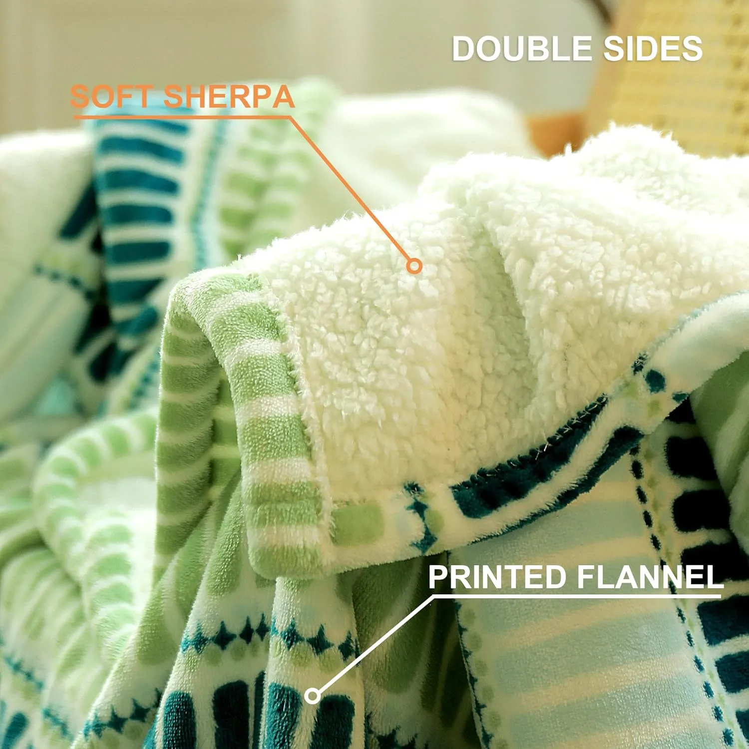 Heated Blanket Throw 50"x60" - Machine Washable Electric Throw Blanket Printed Heated Throw Blanket with ETL & FCC Certification 4 Heating Levels 3 Hours Auto-Off Overheat Protection (Strip)