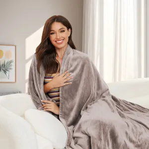 Heated Electric Blanket 50'' x 60'' Throw Size with 4 Heating Levels & 3H Auto Off, Flannel Material Keep Warm all Night, Linen