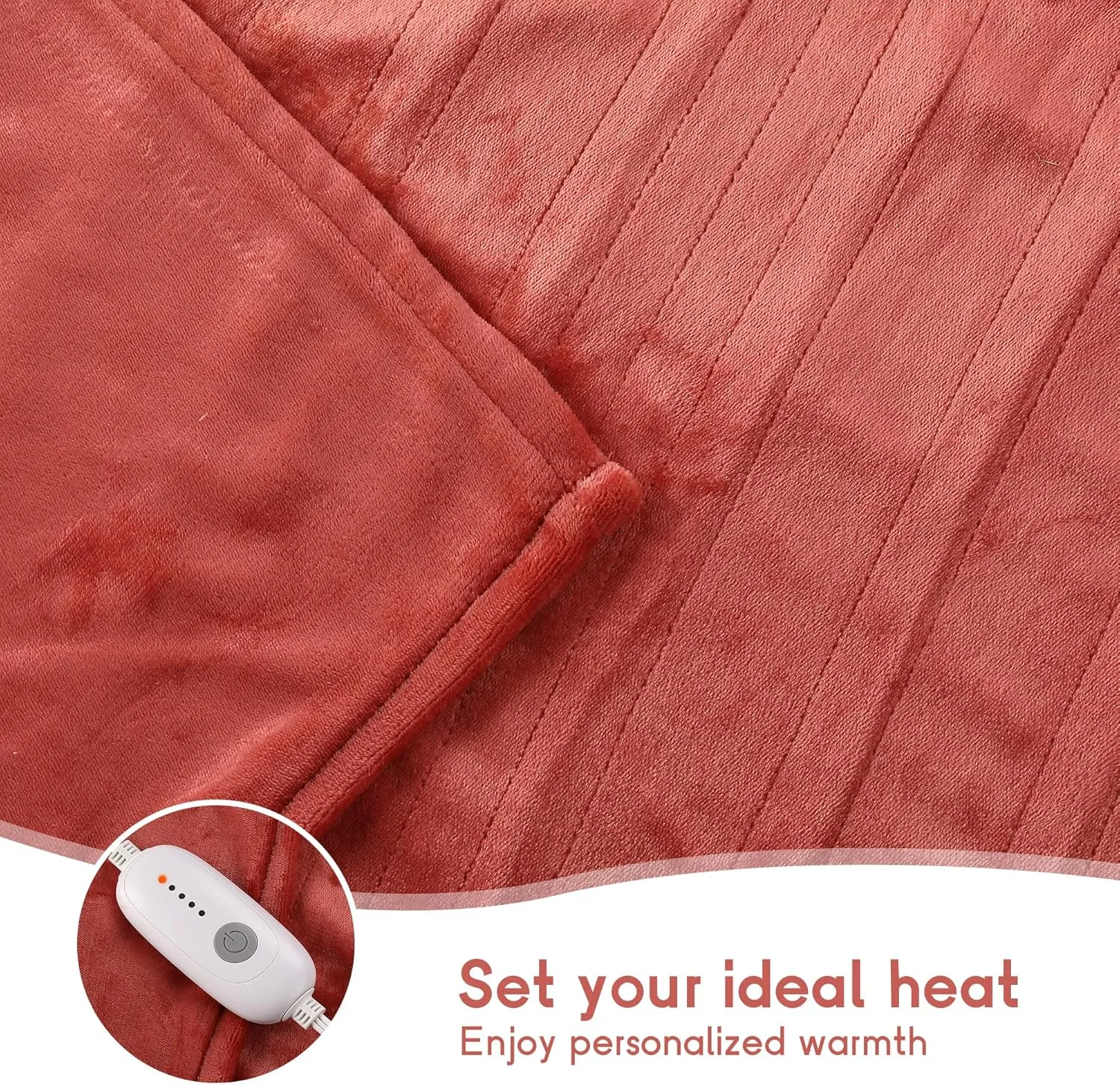 Heated Electric Blanket Full Size 72''x84'', Soft Flannel with 10 Hour Auto Off - 5 Heat Settings - Machine Washable - Brick Red
