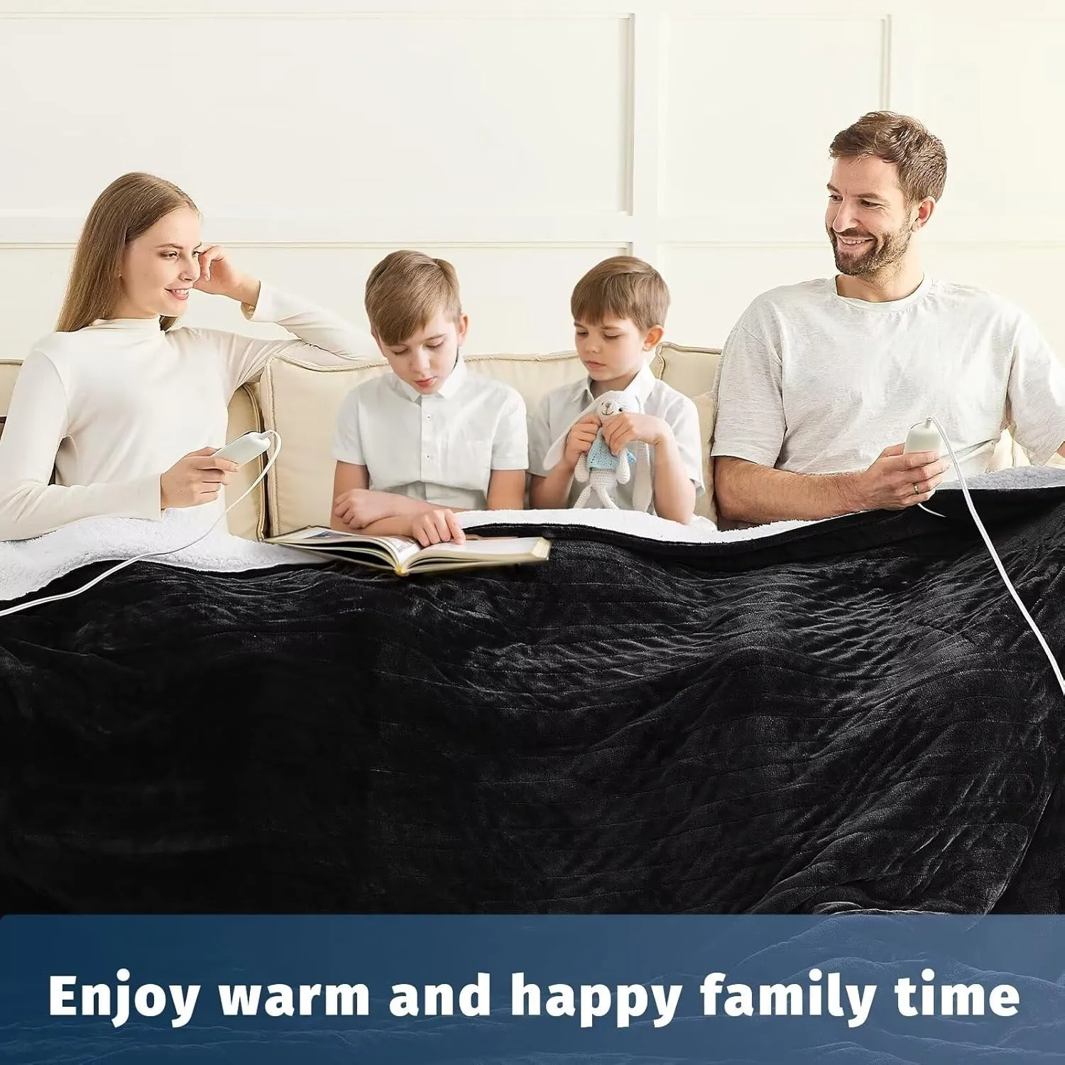 Heated Electric Blanket Queen Size - 84" x 90" Heating Blanket with Dual Control, 10 Heating Levels & 8 Hours Auto Off, Soft Warm Flannel Gift Blanket with Over-Heat Protection, ETL & FCC Certified