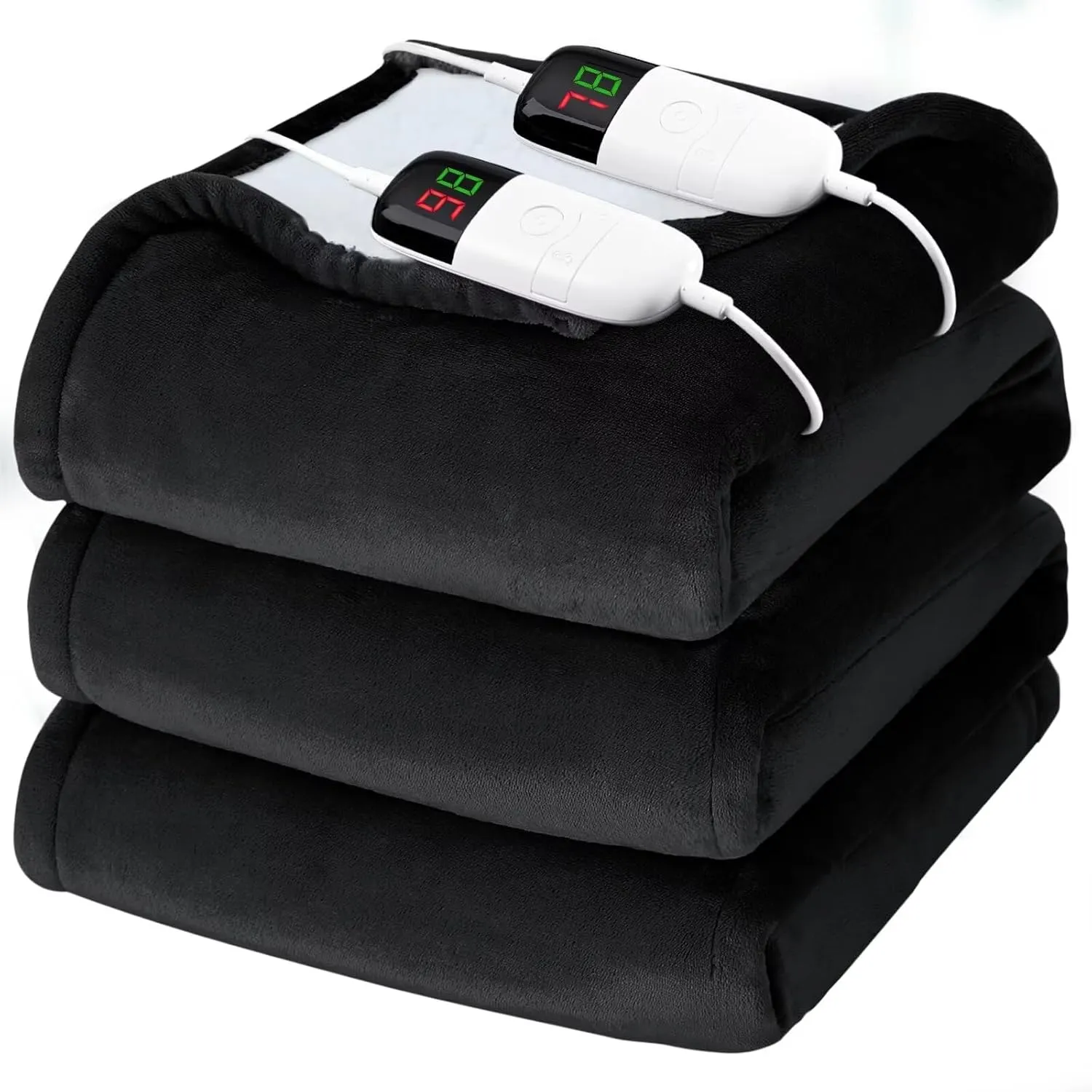 Heated Electric Blanket Queen Size - 84" x 90" Heating Blanket with Dual Control, 10 Heating Levels & 8 Hours Auto Off, Soft Warm Flannel Gift Blanket with Over-Heat Protection, ETL & FCC Certified
